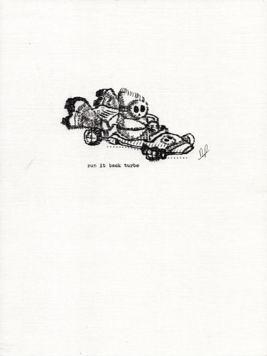Run It Back Turbo original typewriter artwork