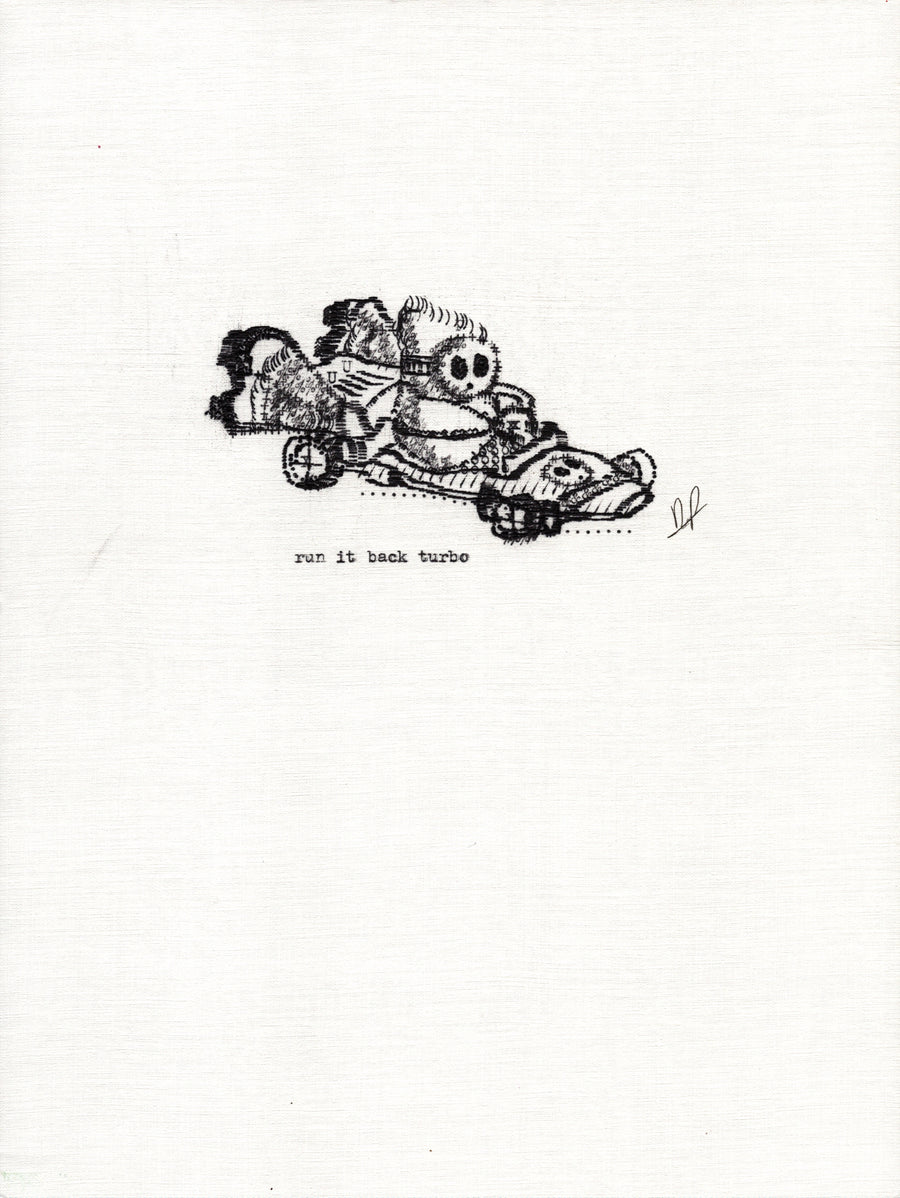 Run It Back Turbo original typewriter artwork by Degen Poet