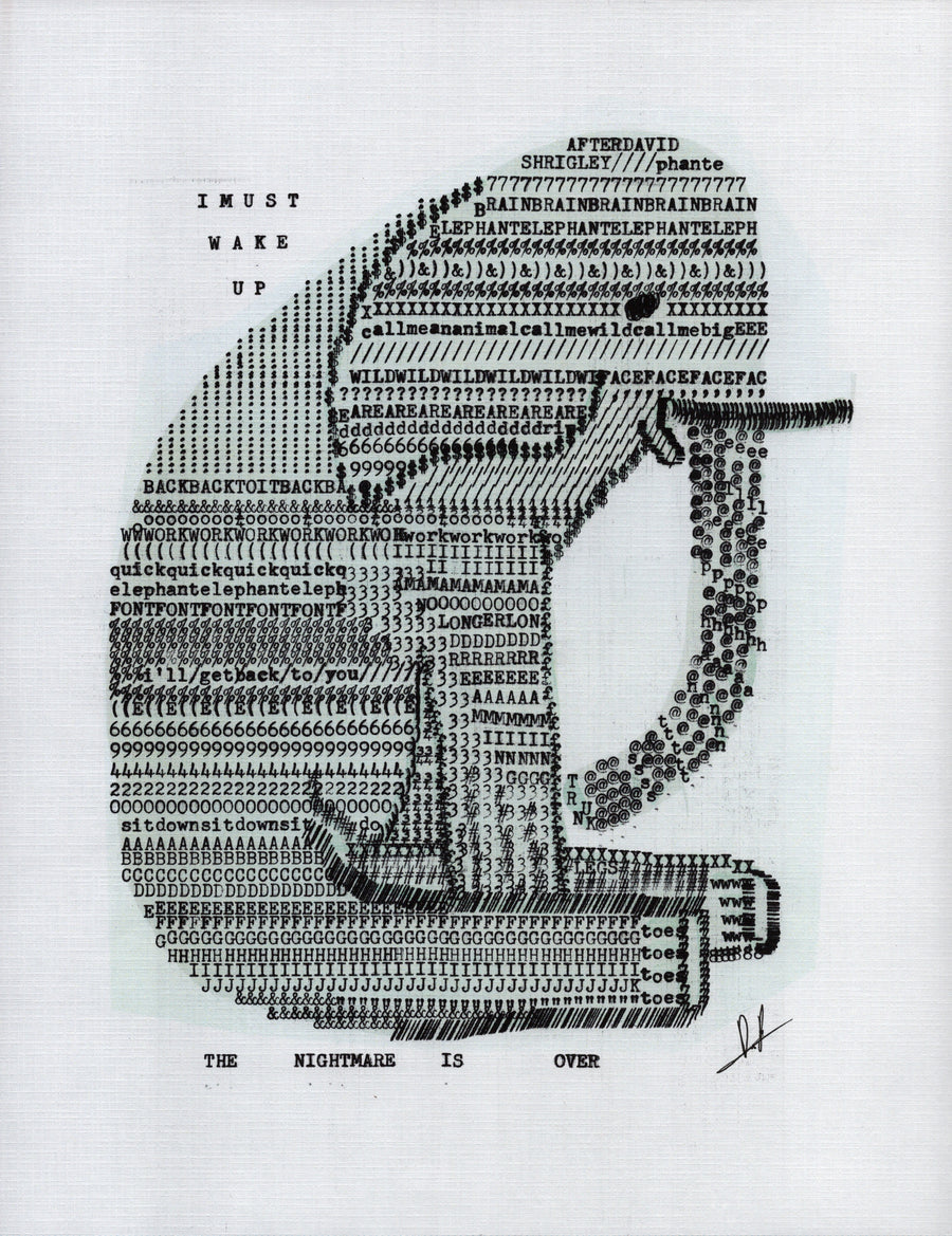 Elefont original typewriter artwork by Degen Poet