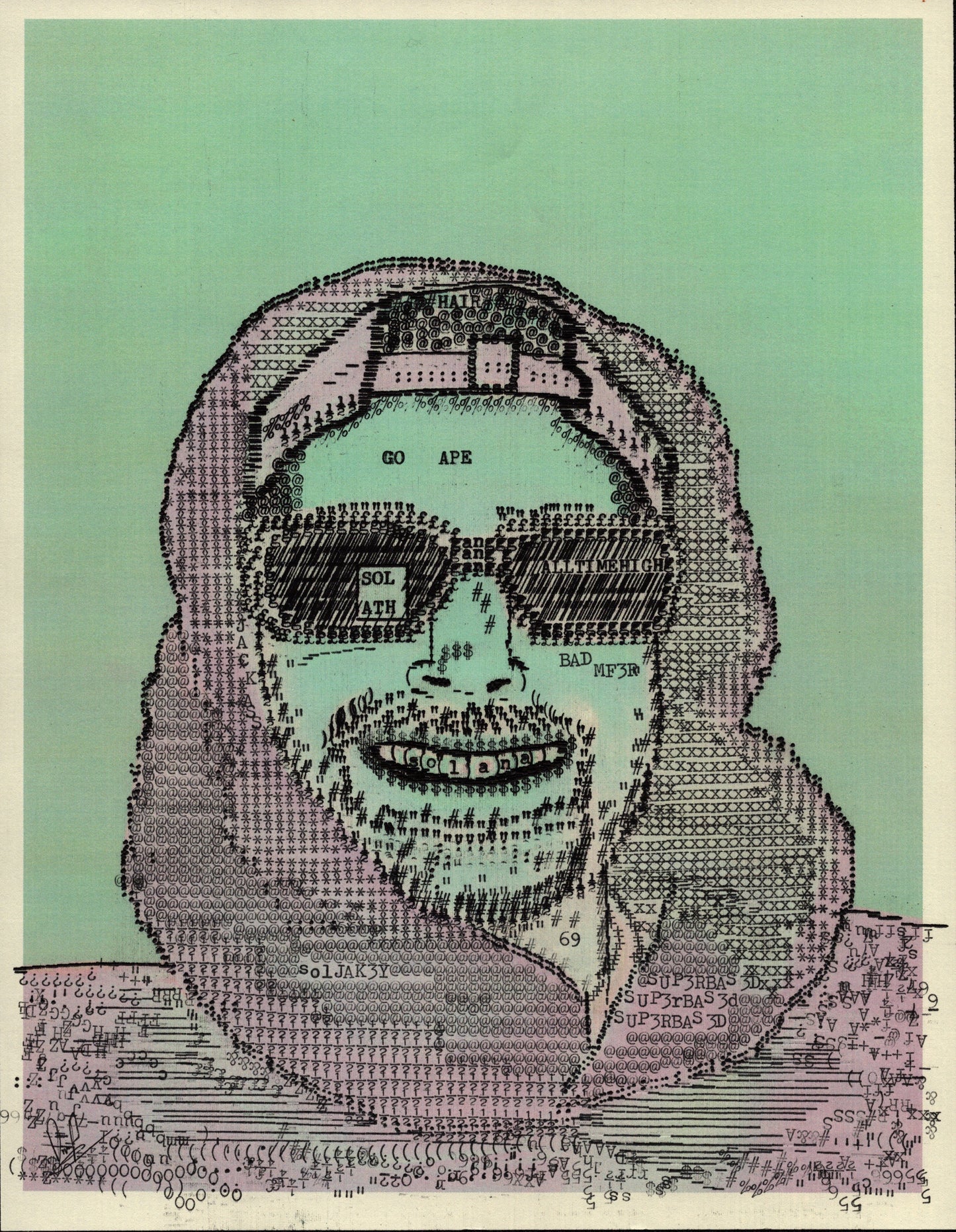 Grill Jakey original typewriter artwork by Degen Poet
