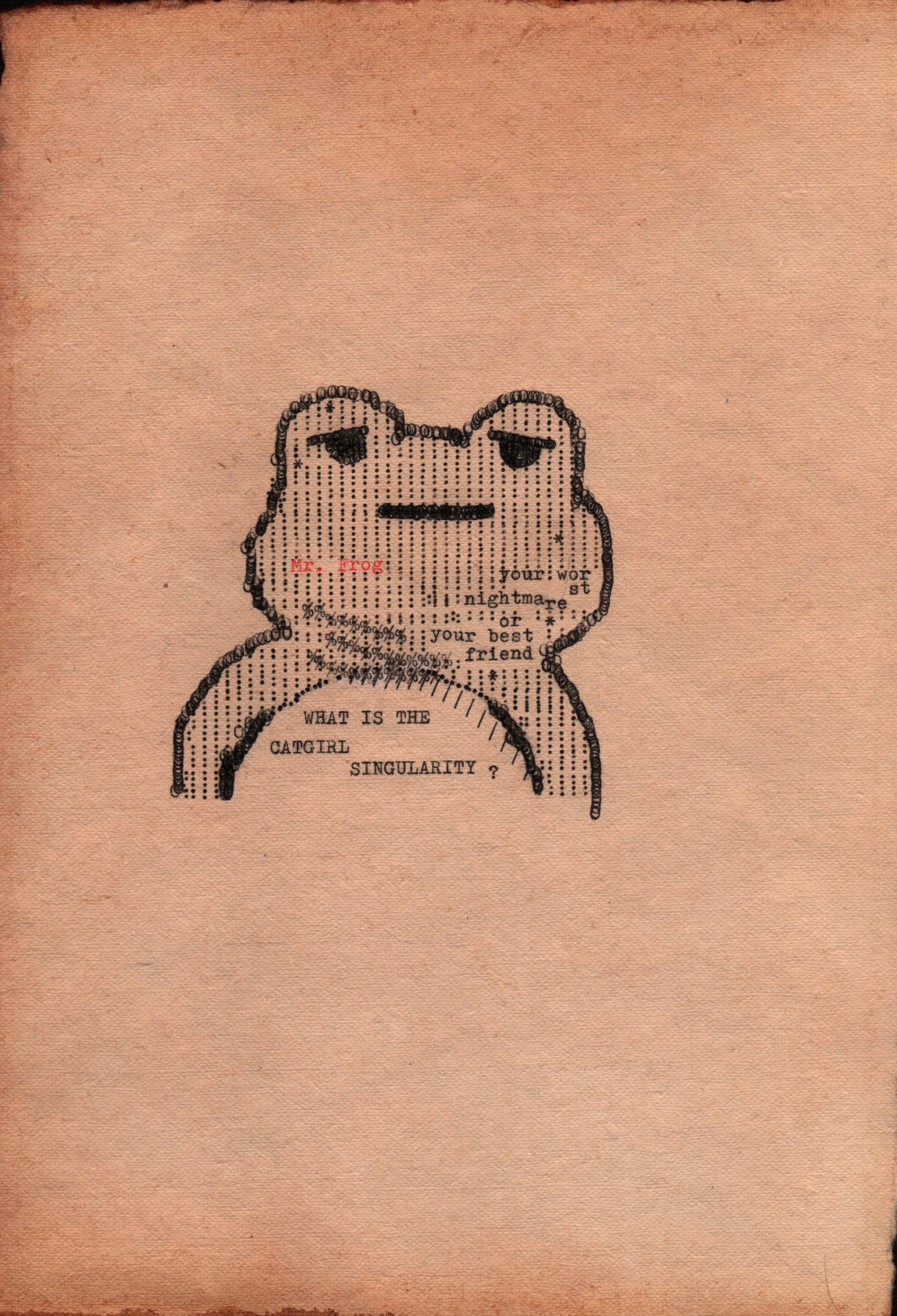 Mr. Frog original typewriter artwork by Degen Poet