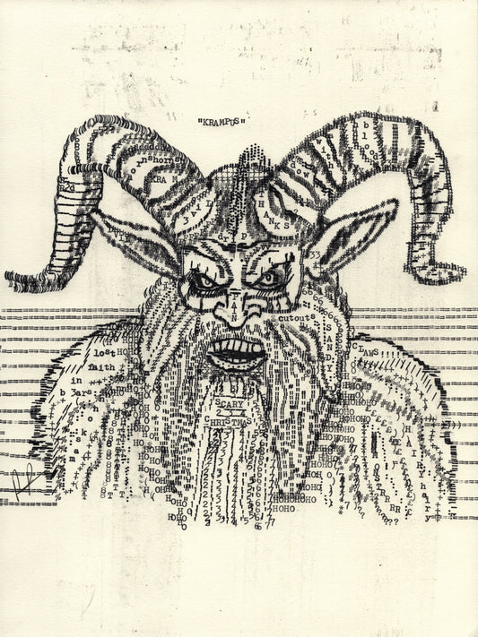 Krampus original typewriter artwork