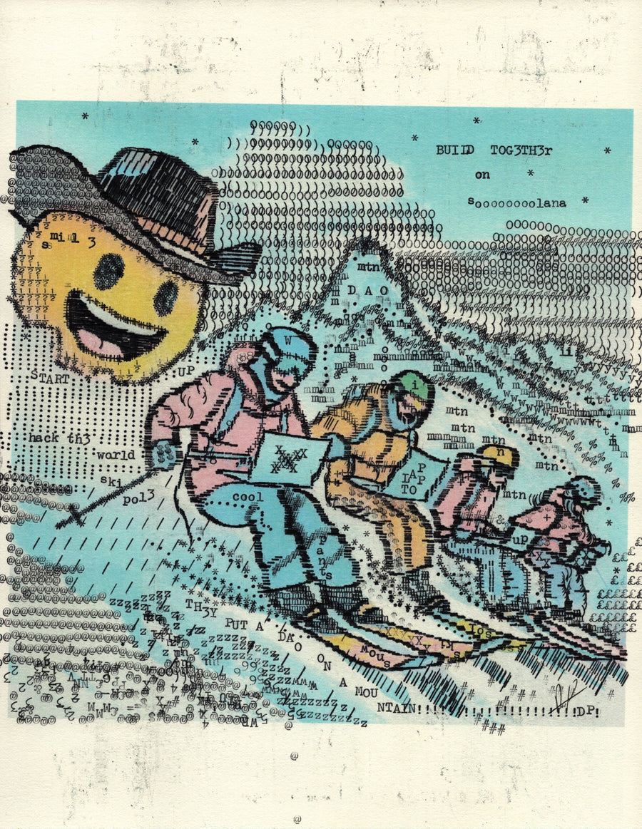 Mountain DAO original typewriter artwork by Degen Poet
