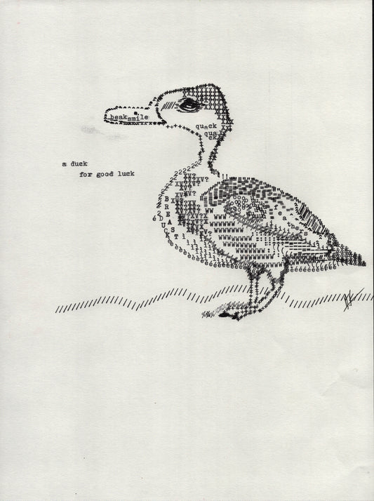 Good Luck Duck original typewriter artwork