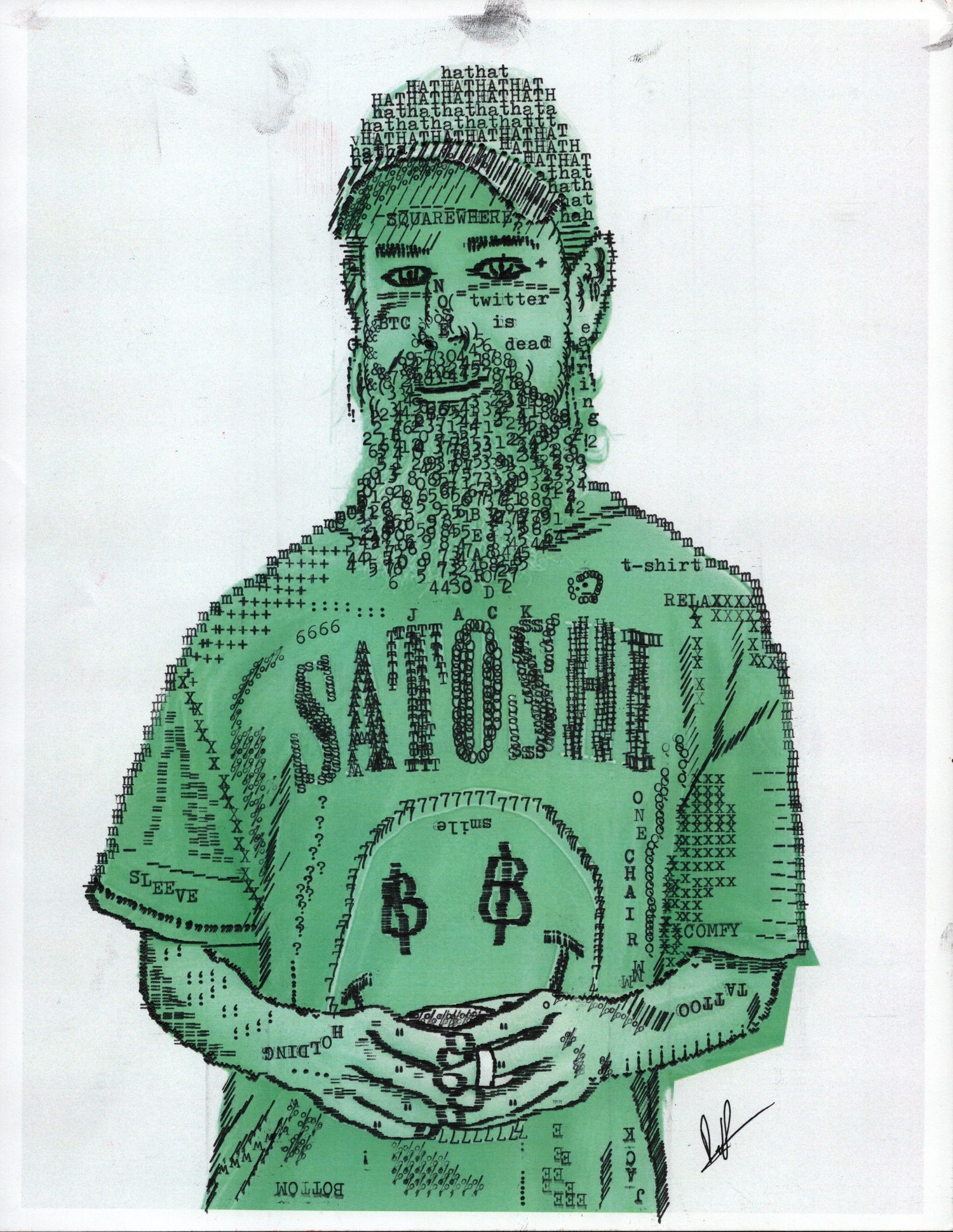 Jack Satoshi original typewriter artwork