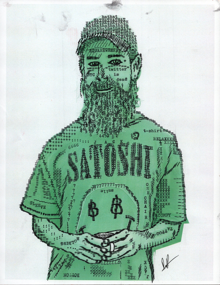 Jack Satoshi original typewriter artwork by Degen Poet