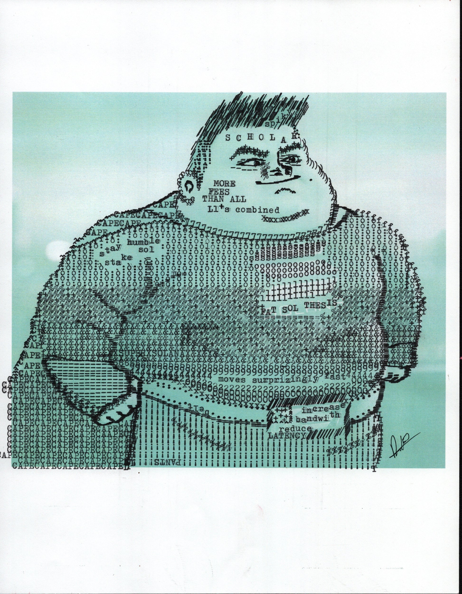 Fat SOL Thesis original typewriter artwork by Degen Poet