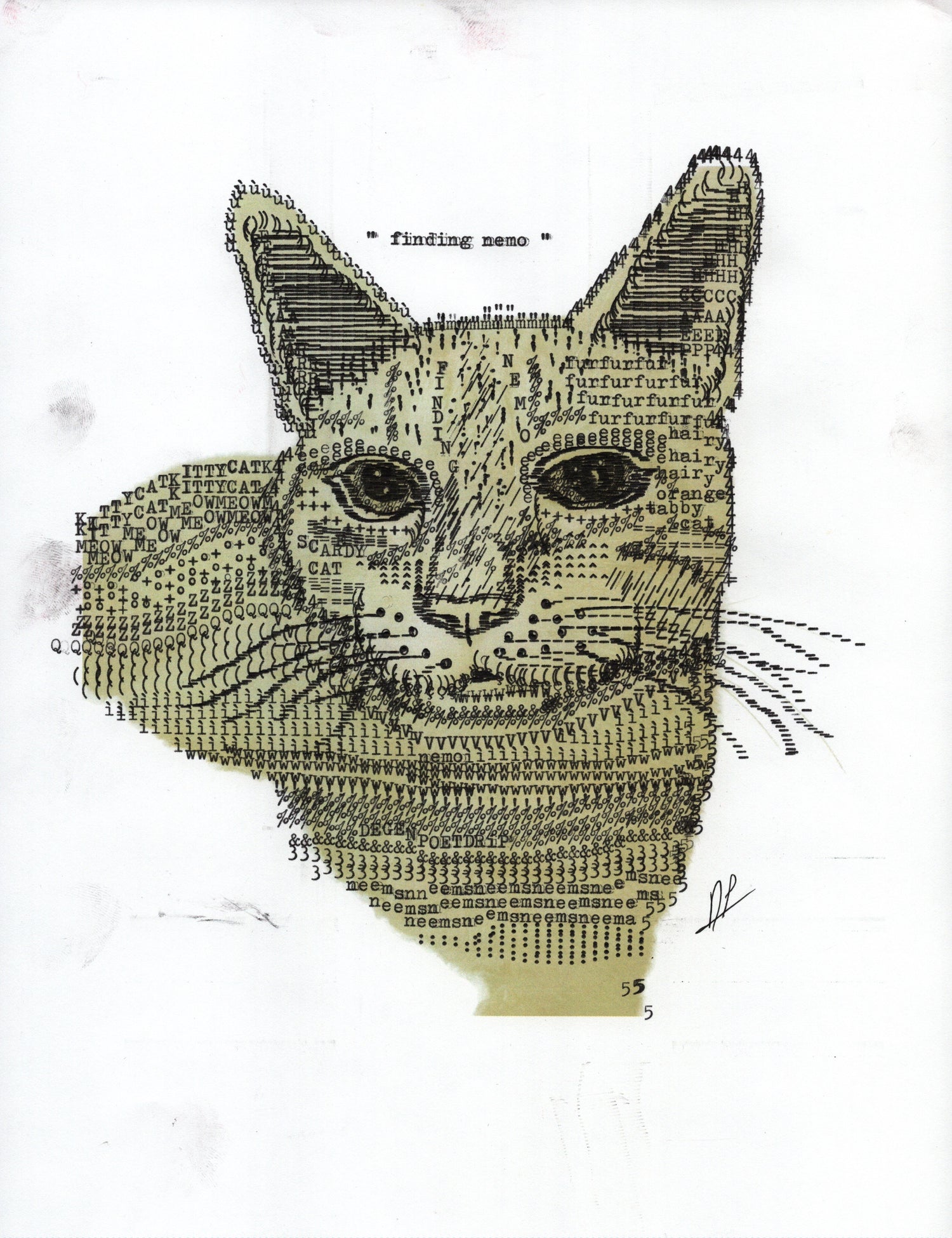 Finding Nemo original typewriter artwork