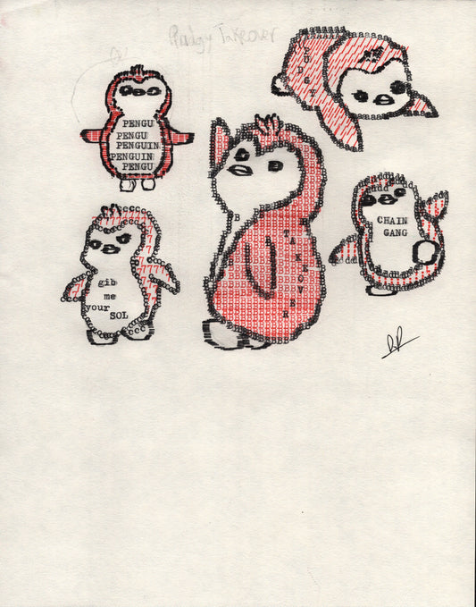 Pudgy Takeover original typewriter artwork