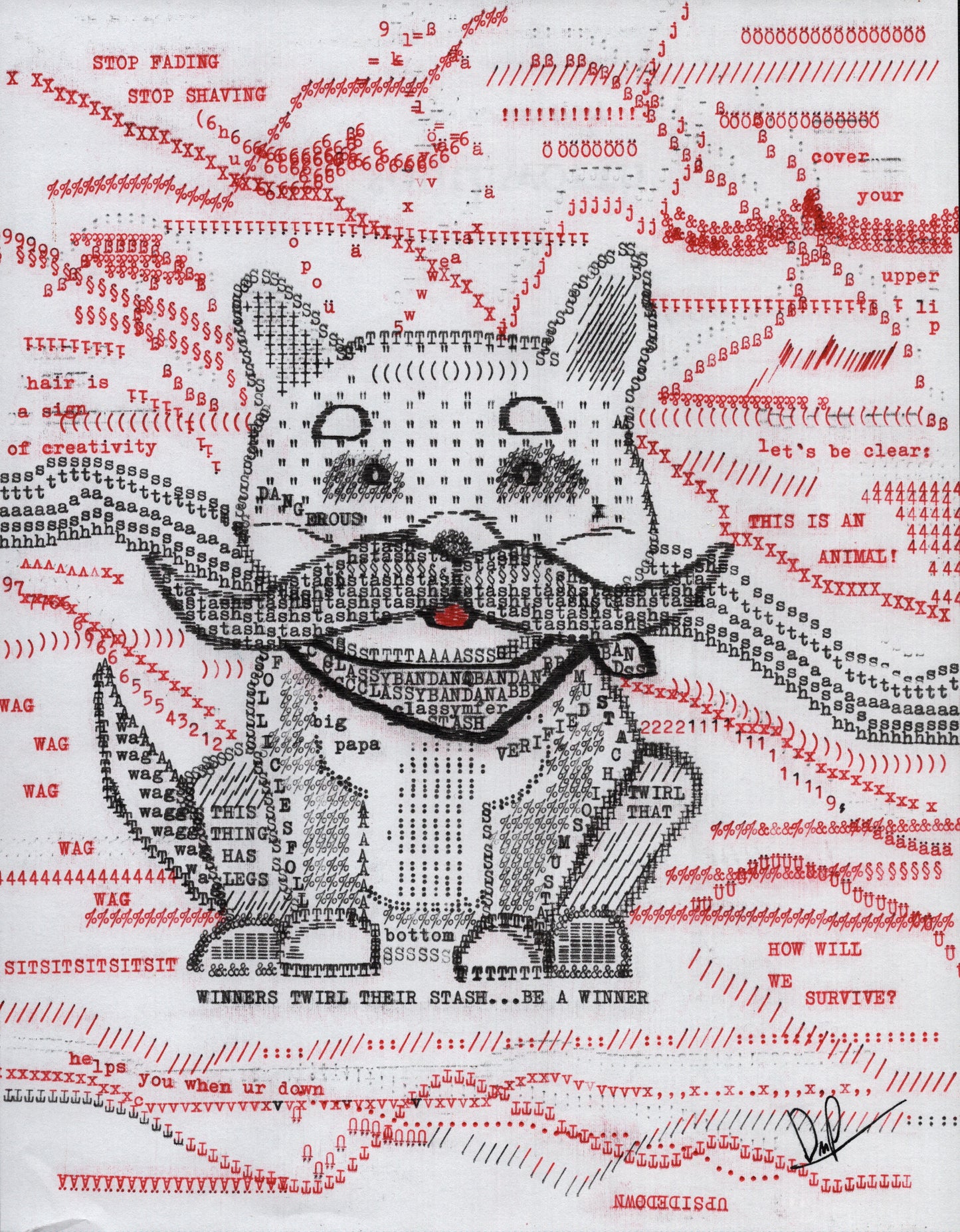 Stash Inu original typewriter artwork by Degen Poet