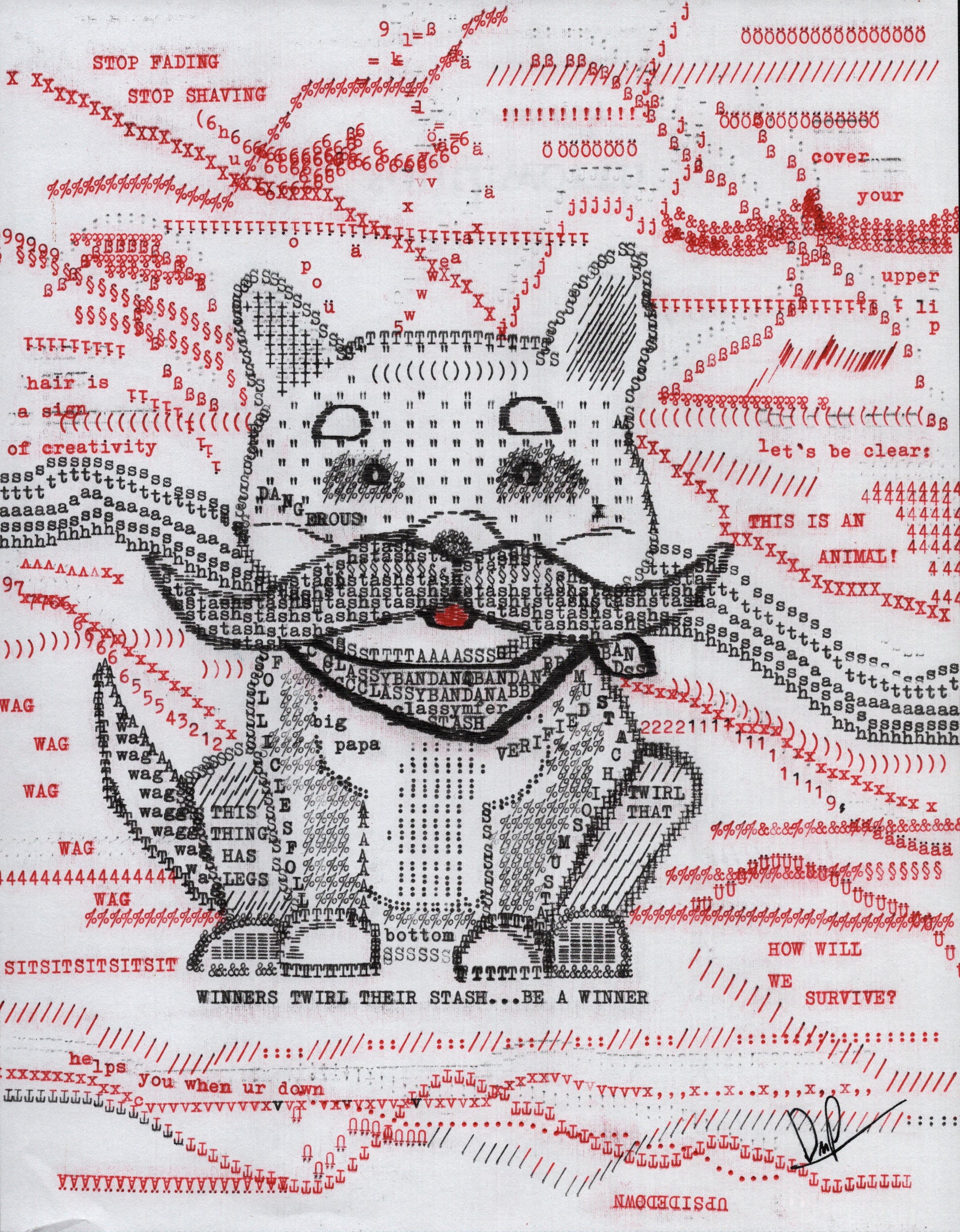Stash Inu original typewriter artwork by Degen Poet