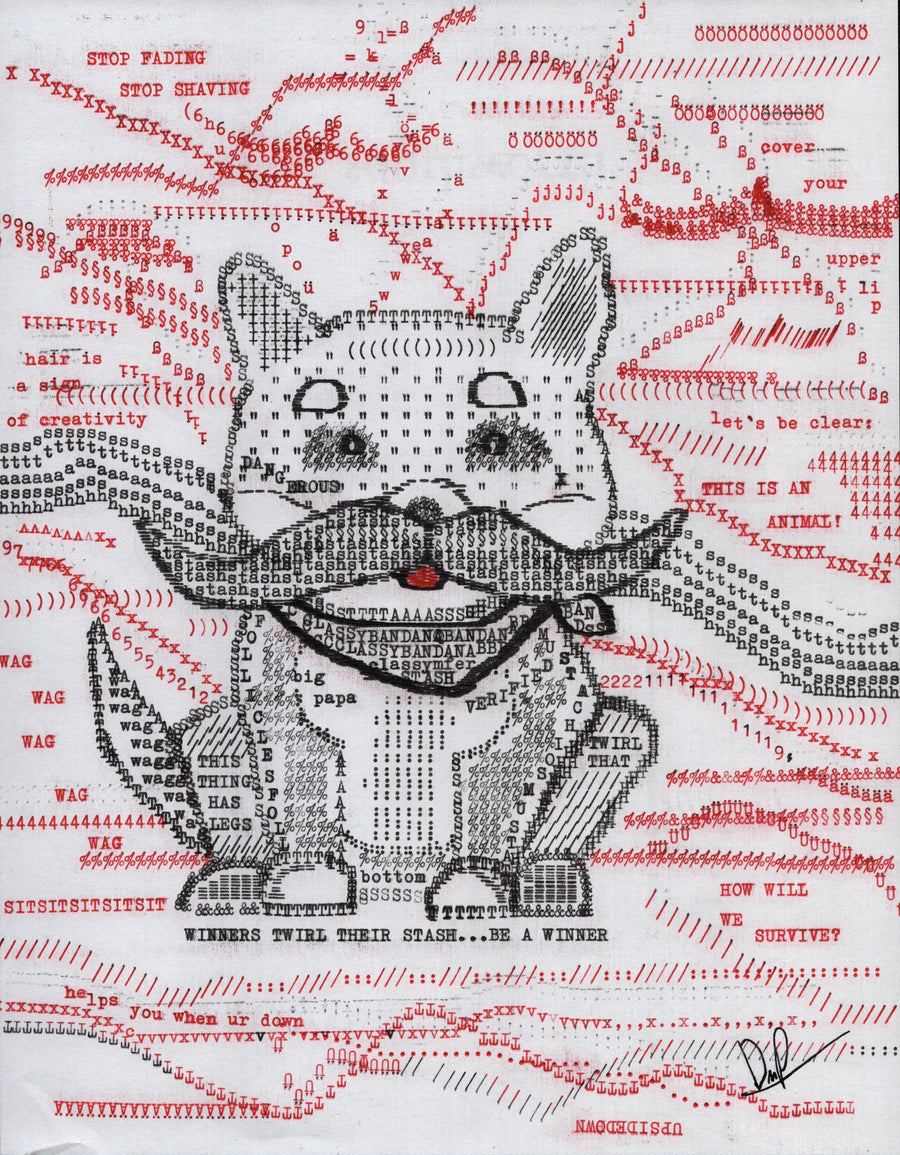 Stash Inu original typewriter artwork by Degen Poet
