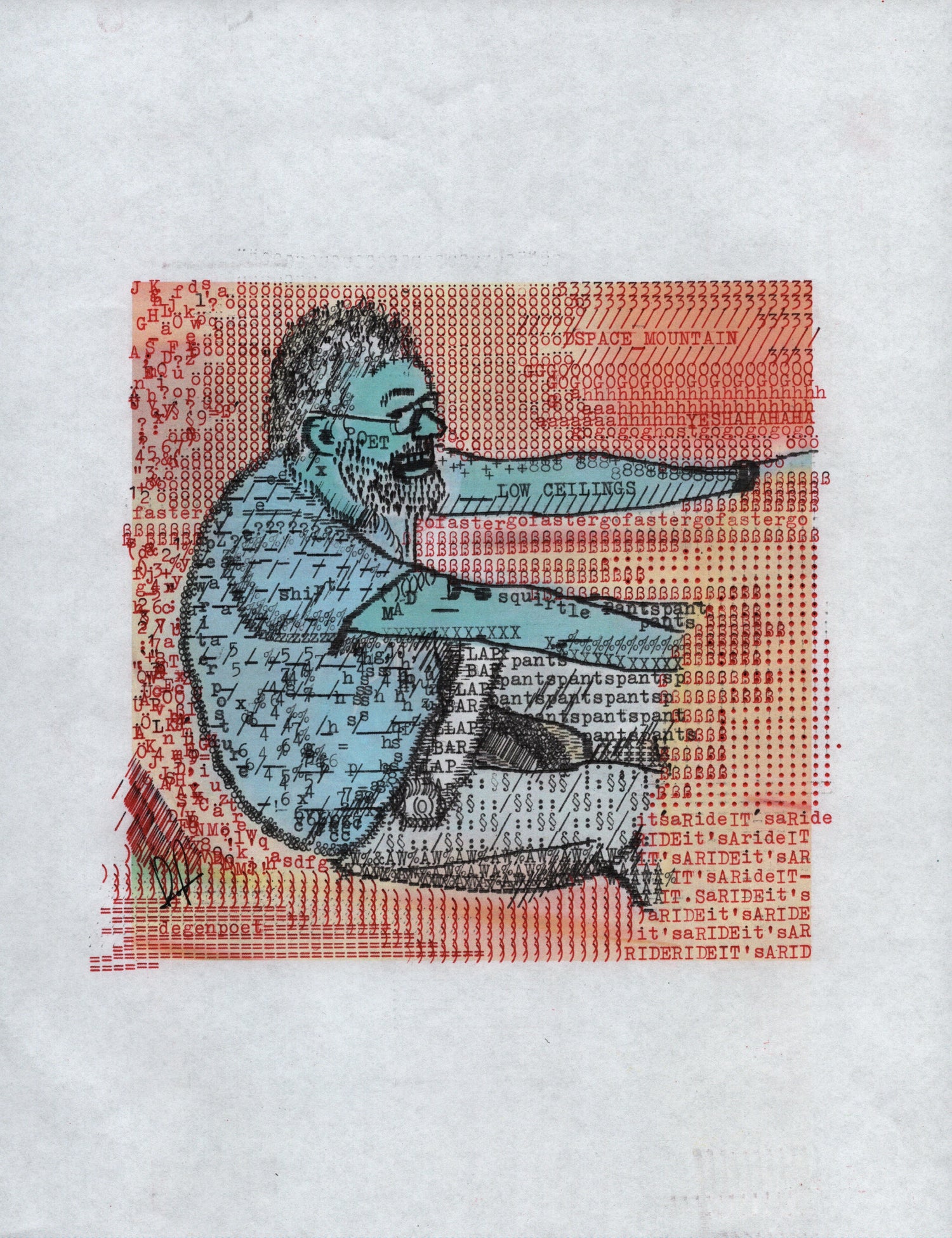 Space Mountain Poet original typewriter artwork