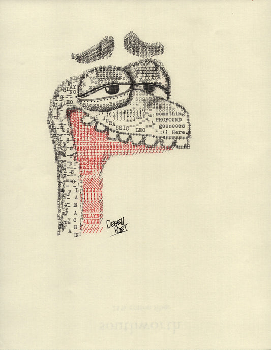 Red Lip King original typewriter artwork
