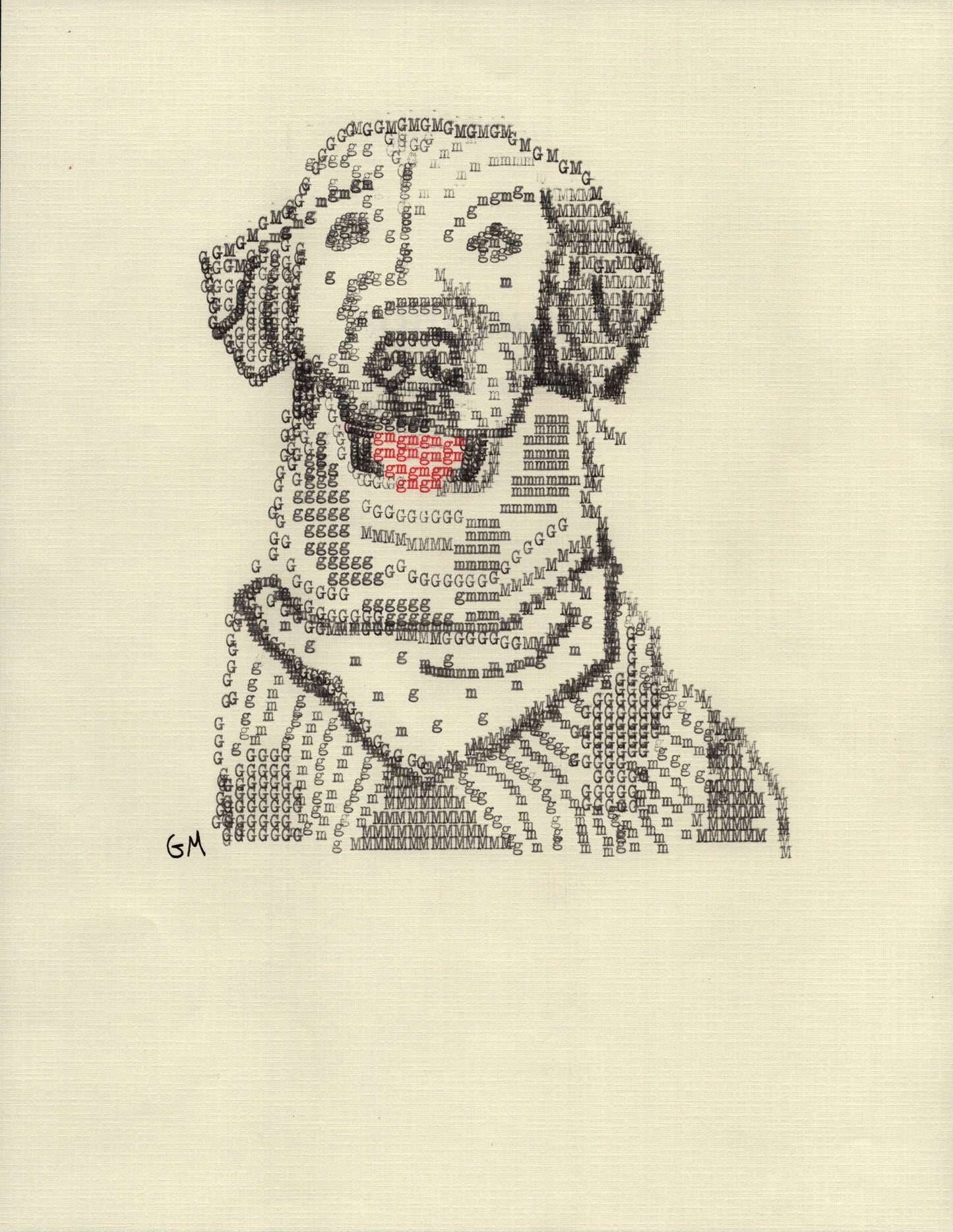 GM Dog original typewriter artwork by Degen Poet