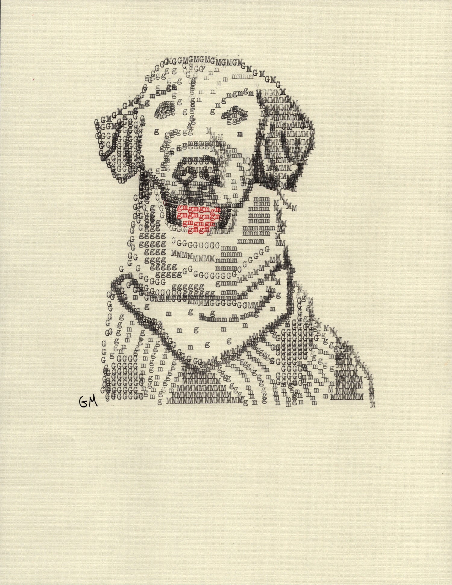 GM Dog original typewriter artwork