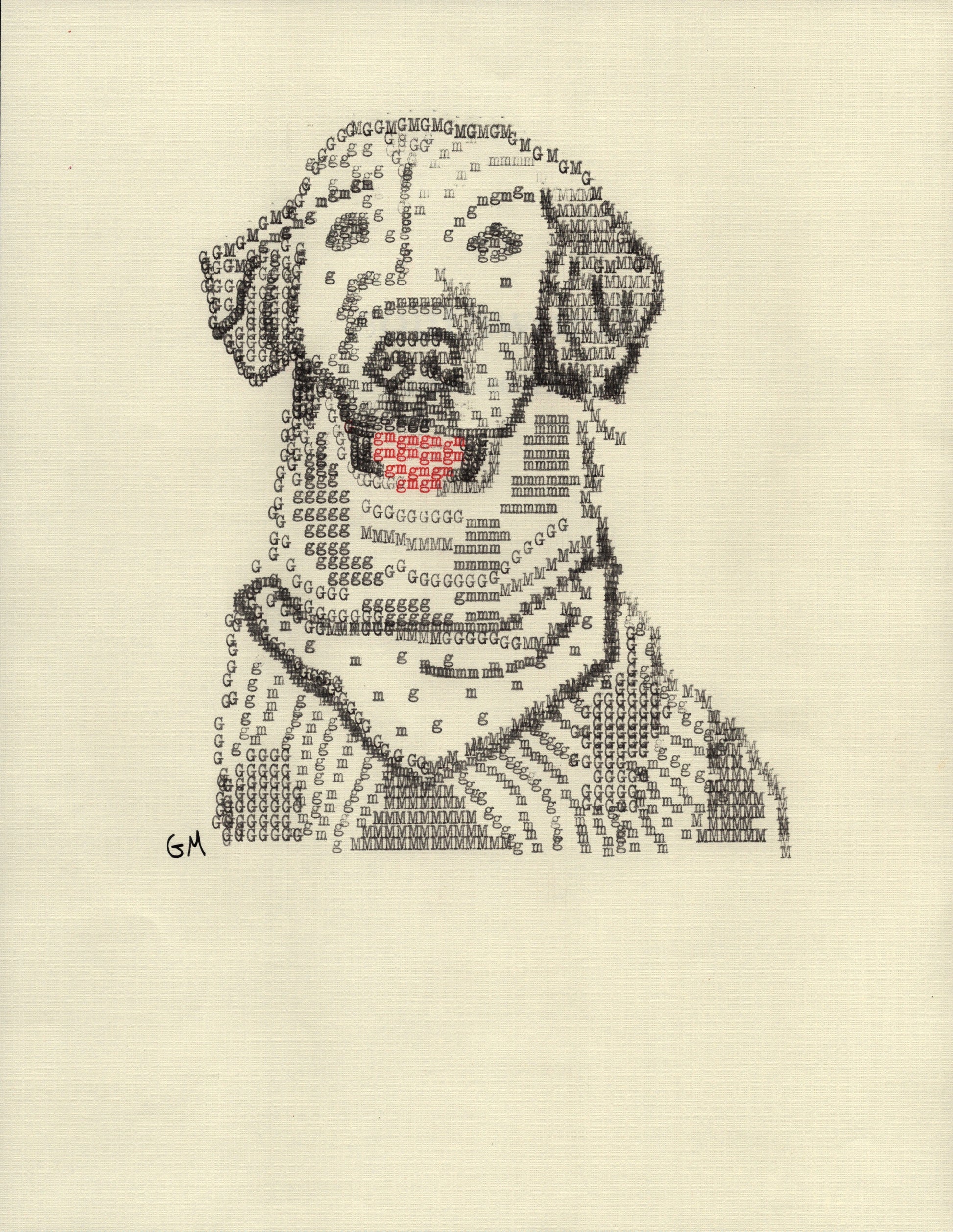 GM Dog original typewriter artwork by Degen Poet