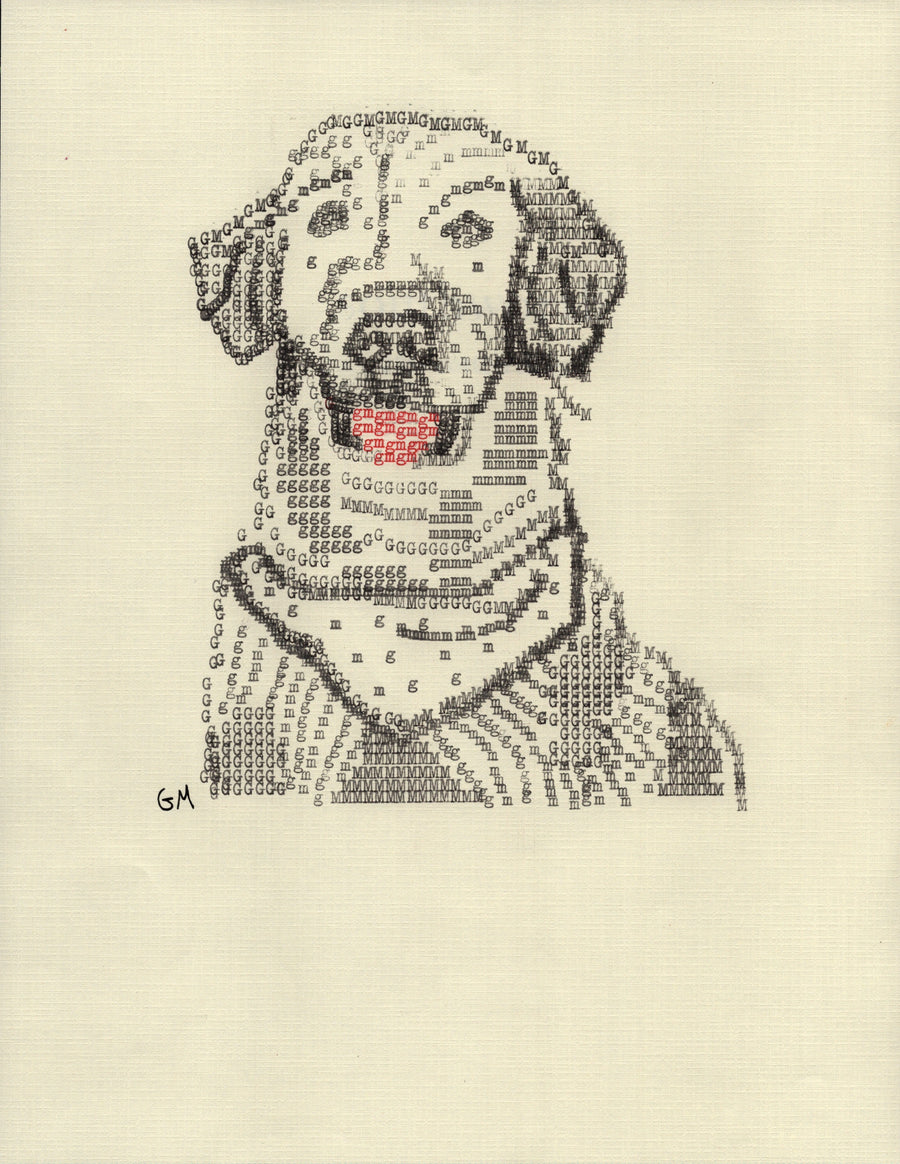 GM Dog original typewriter artwork by Degen Poet