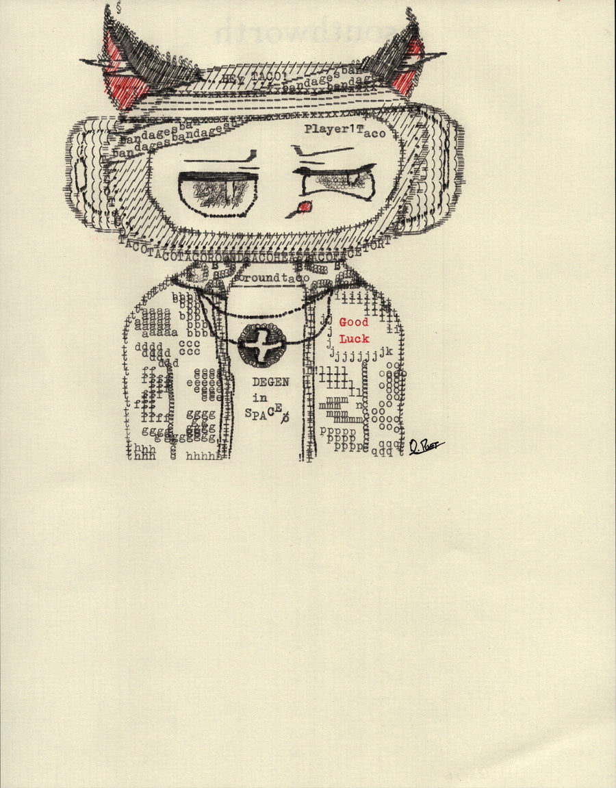 Ready Player Taco original typewriter artwork by Degen Poet