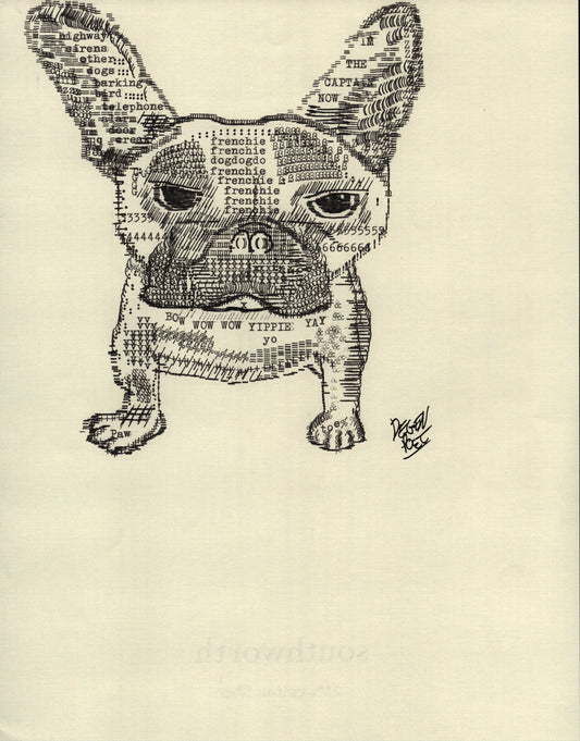 Frenchie original typewriter artwork