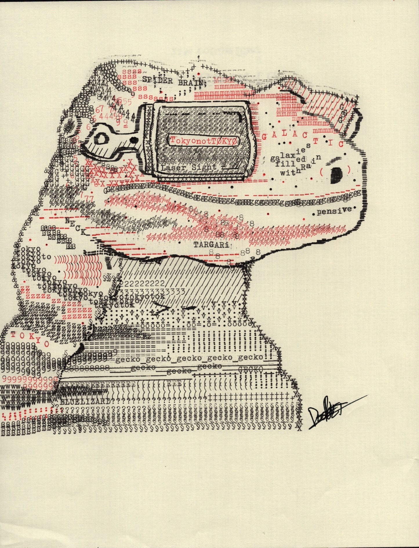 Tokyo original typewriter artwork by Degen Poet