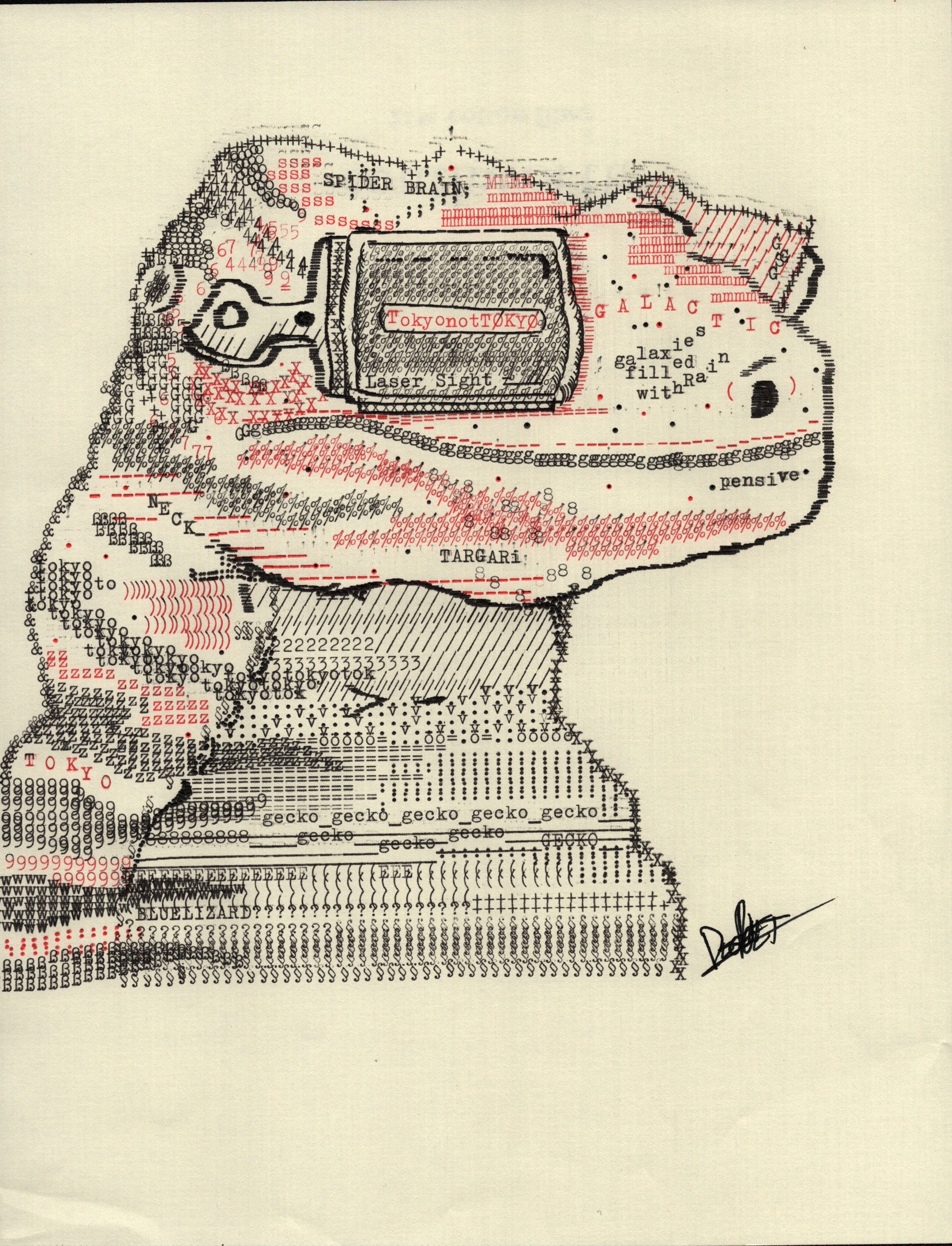 Tokyo original typewriter artwork by Degen Poet