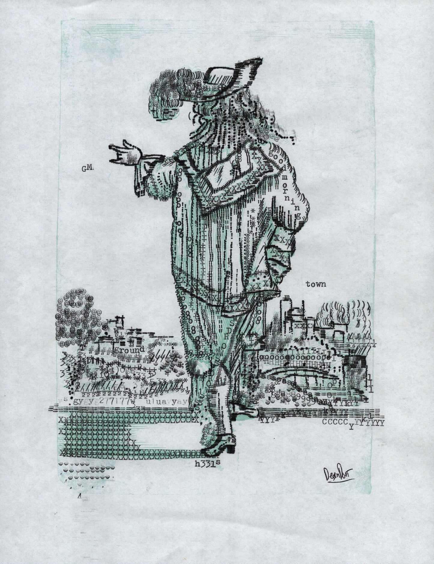 Gentleman Seen from the Type original typewriter artwork by Degen Poet