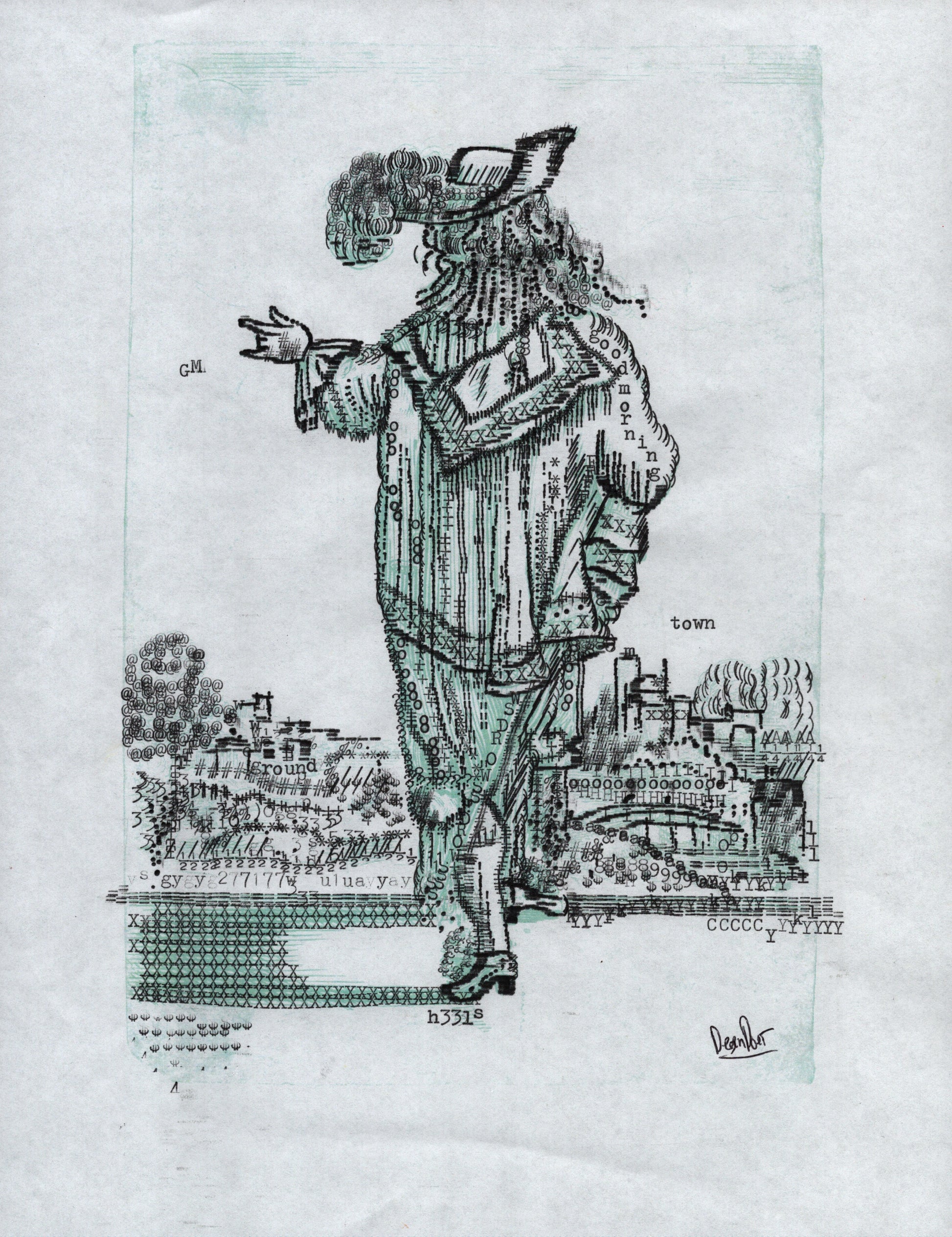 Gentleman Seen from the Type original typewriter artwork by Degen Poet