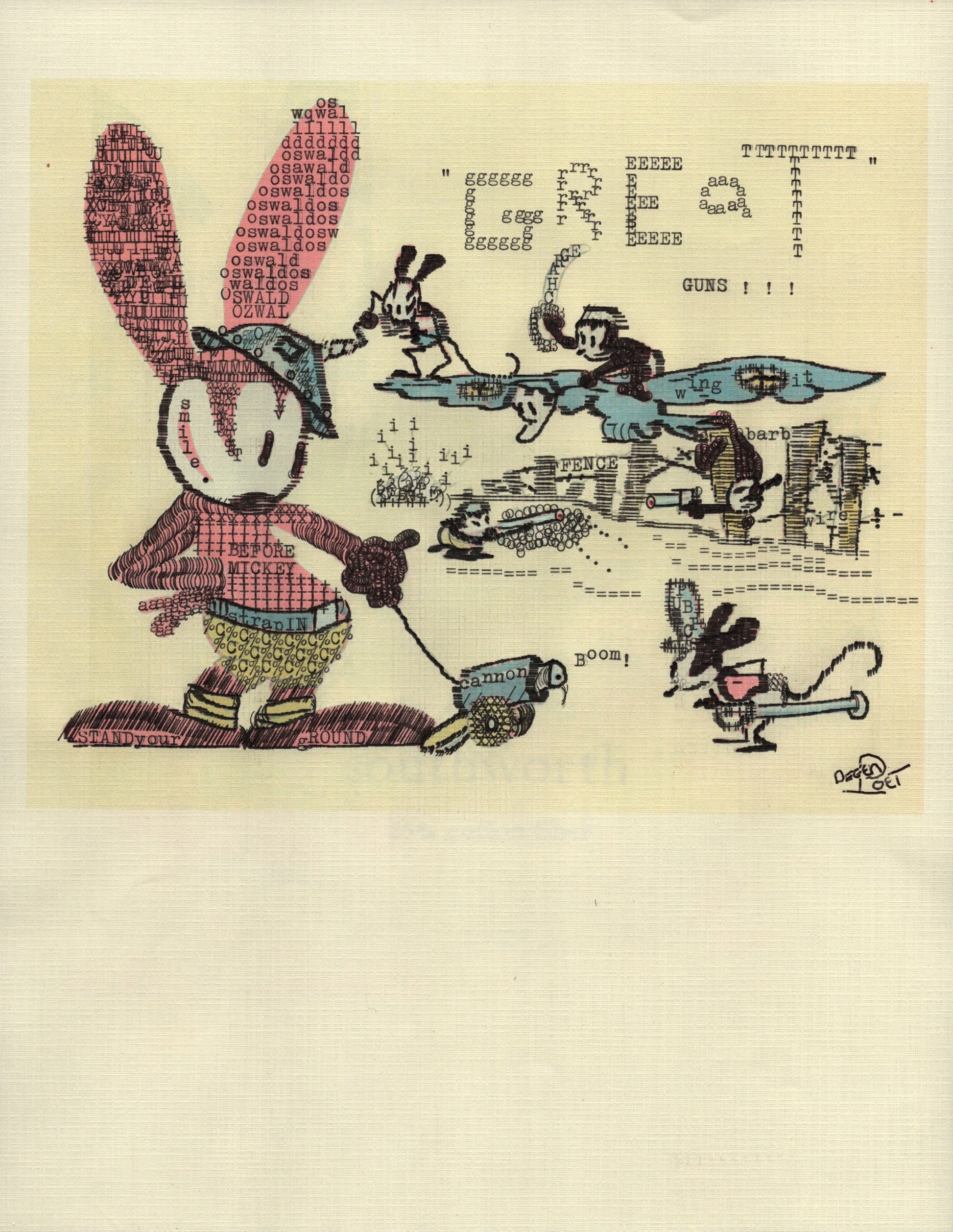 Type Guns original typewriter artwork by Degen Poet