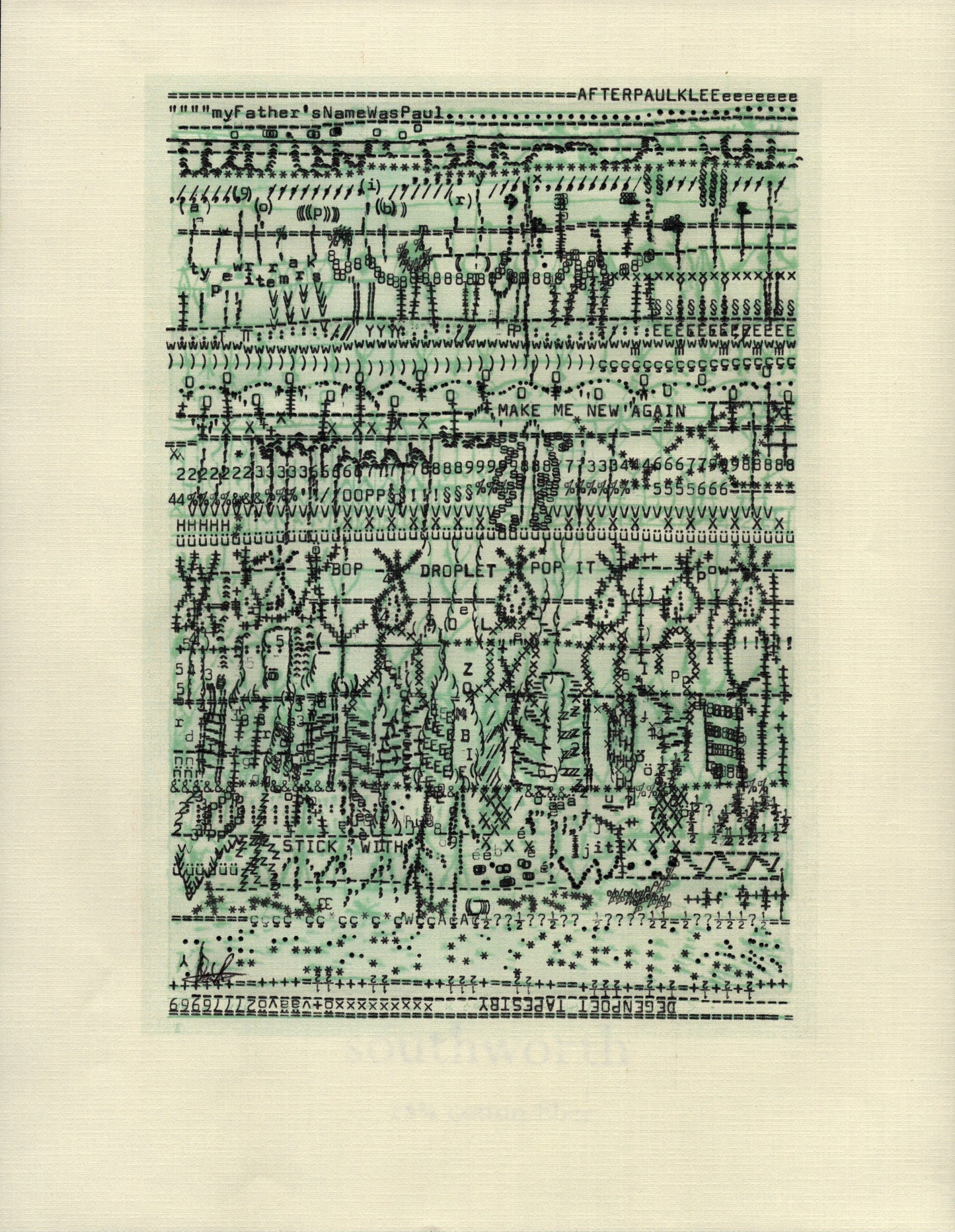 Cooling in a Hot Type Garden original typewriter artwork by Degen Poet