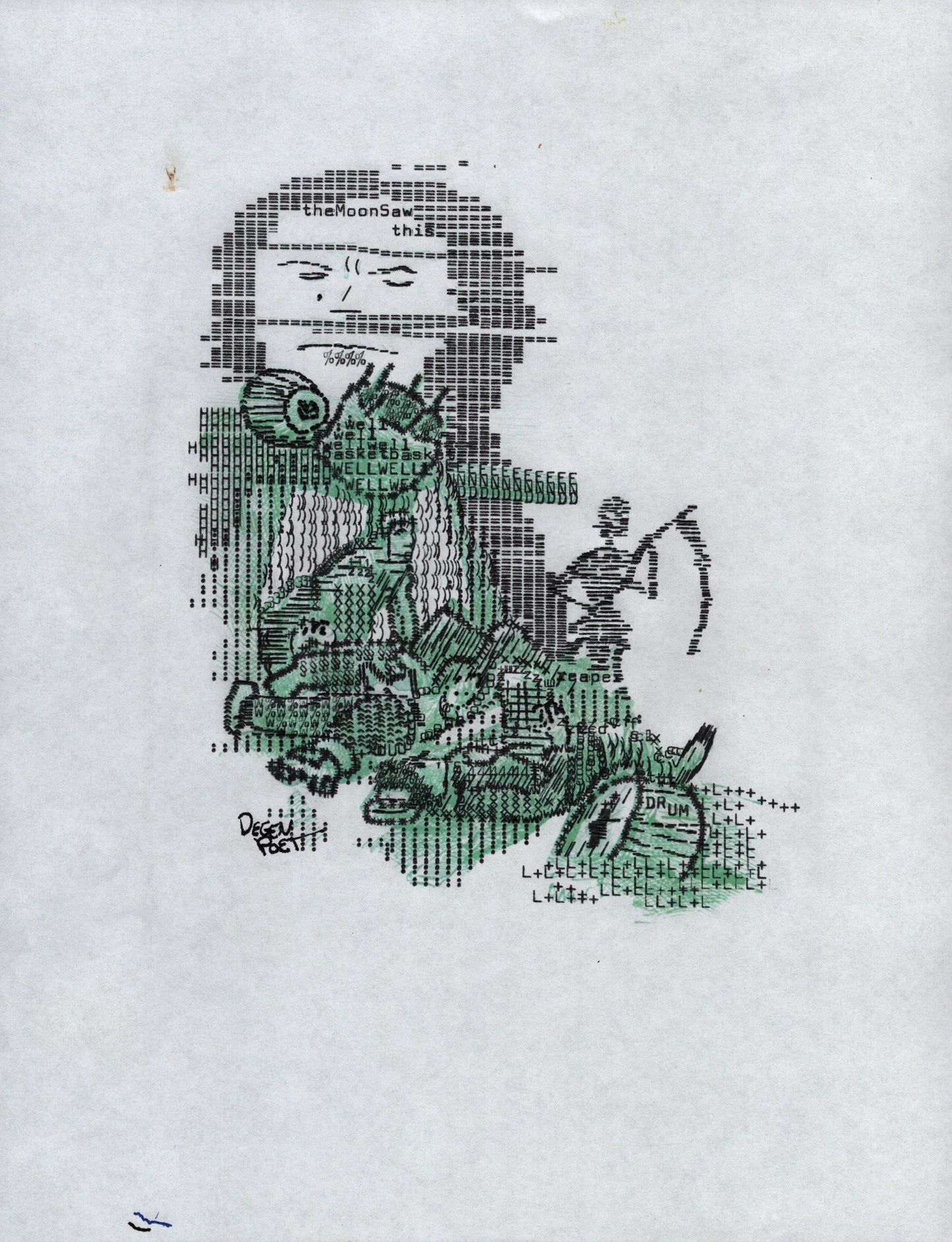 The Moon Saw This original typewriter artwork by Degen Poet