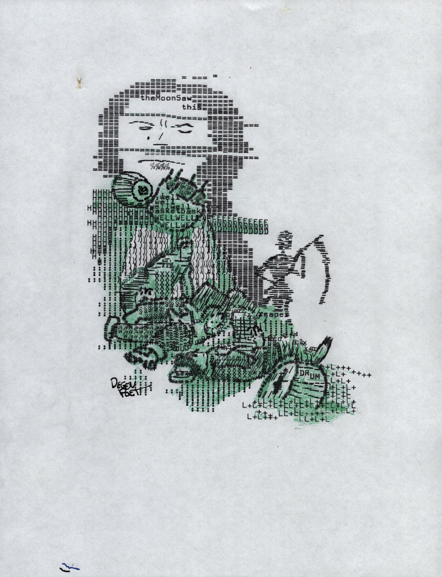 The Moon Saw This original typewriter artwork