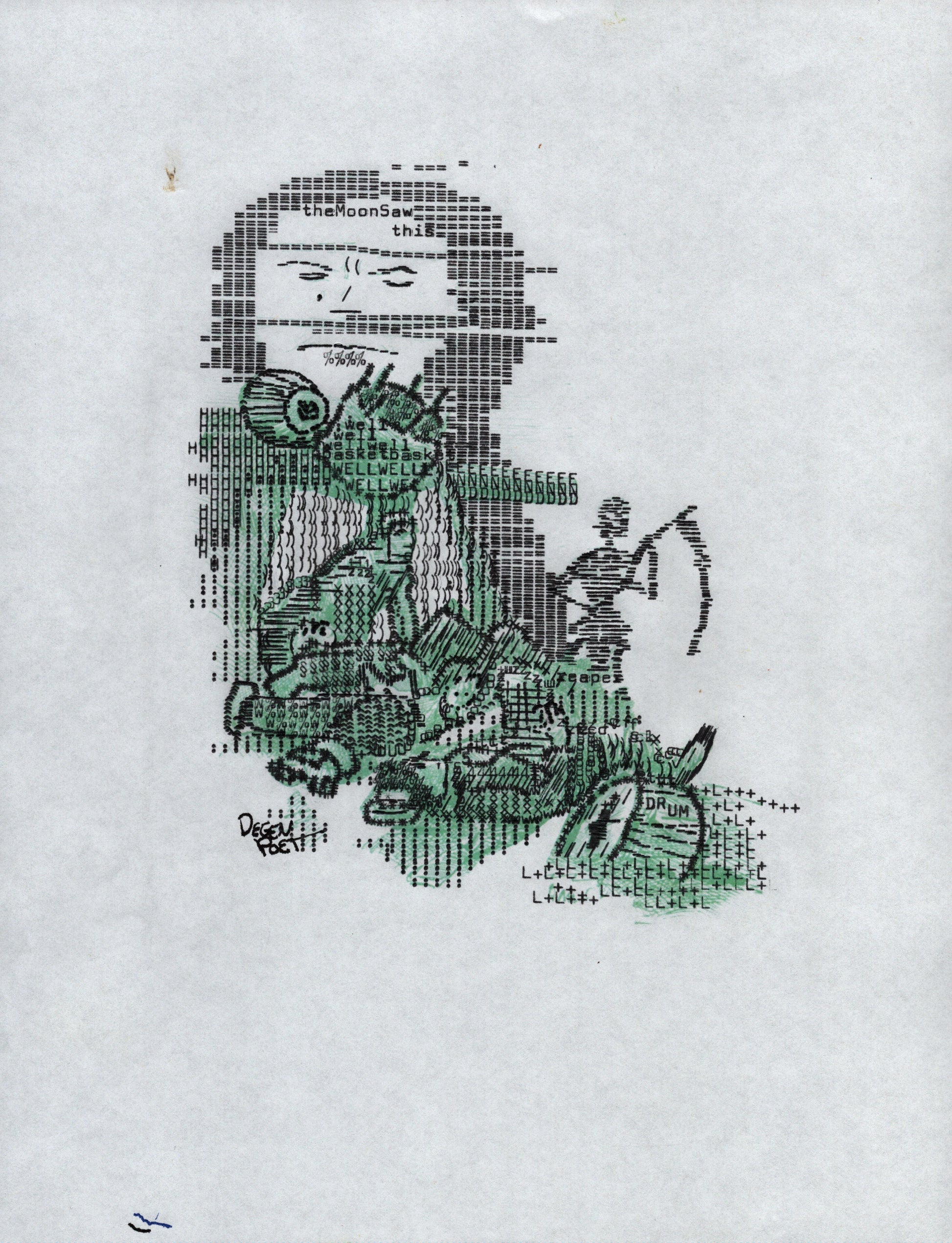The Moon Saw This original typewriter artwork by Degen Poet