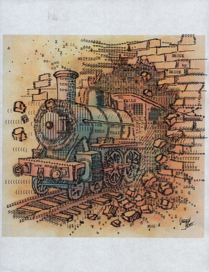 Nothing Stops This Train original typewriter artwork