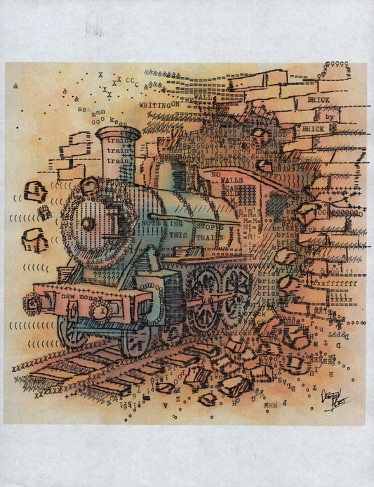 Nothing Stops This Train original typewriter artwork