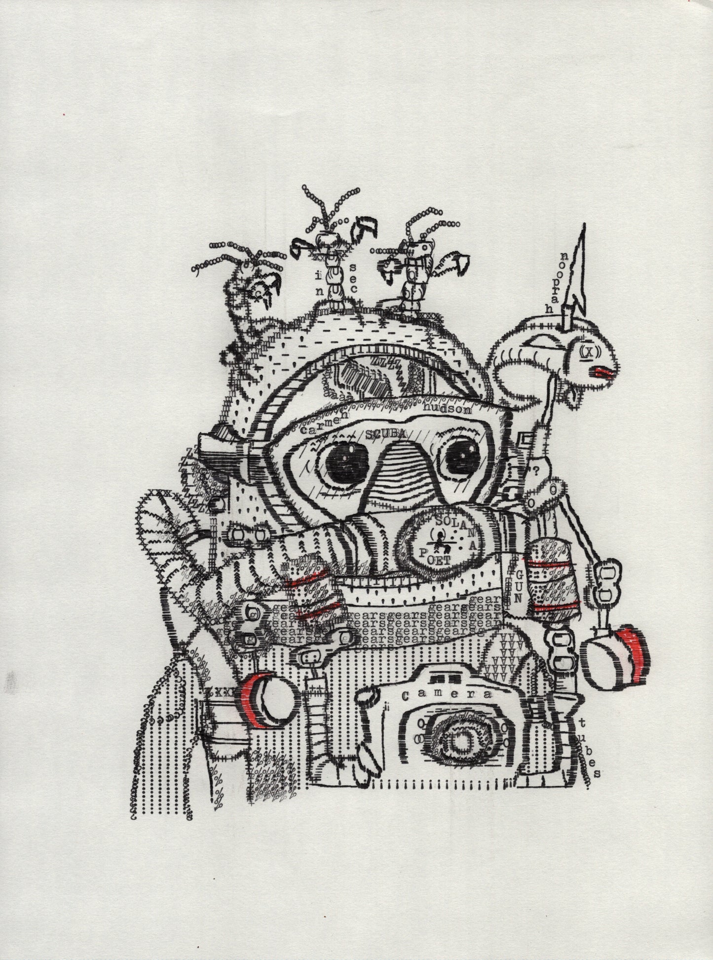 Scuba Snap original typewriter artwork by Degen Poet