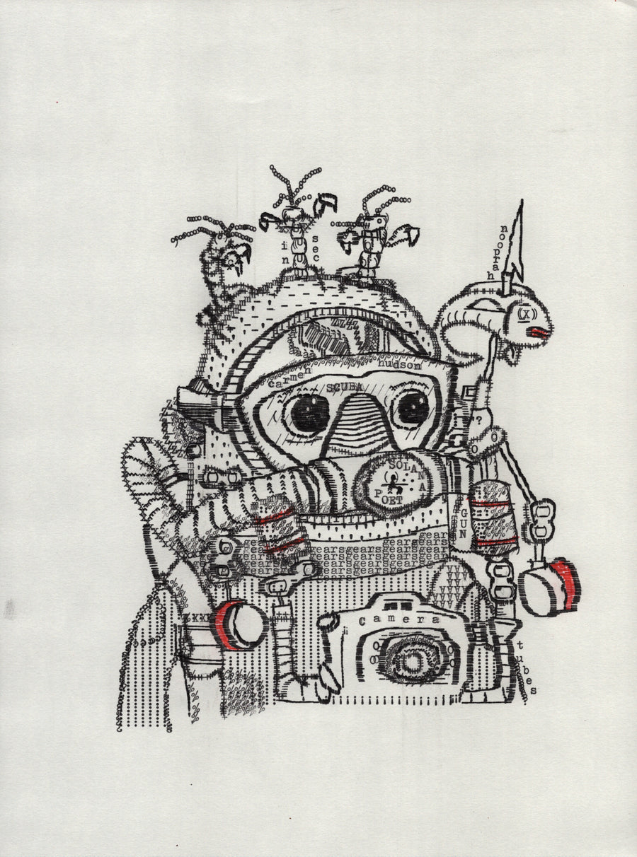 Scuba Snap original typewriter artwork by Degen Poet
