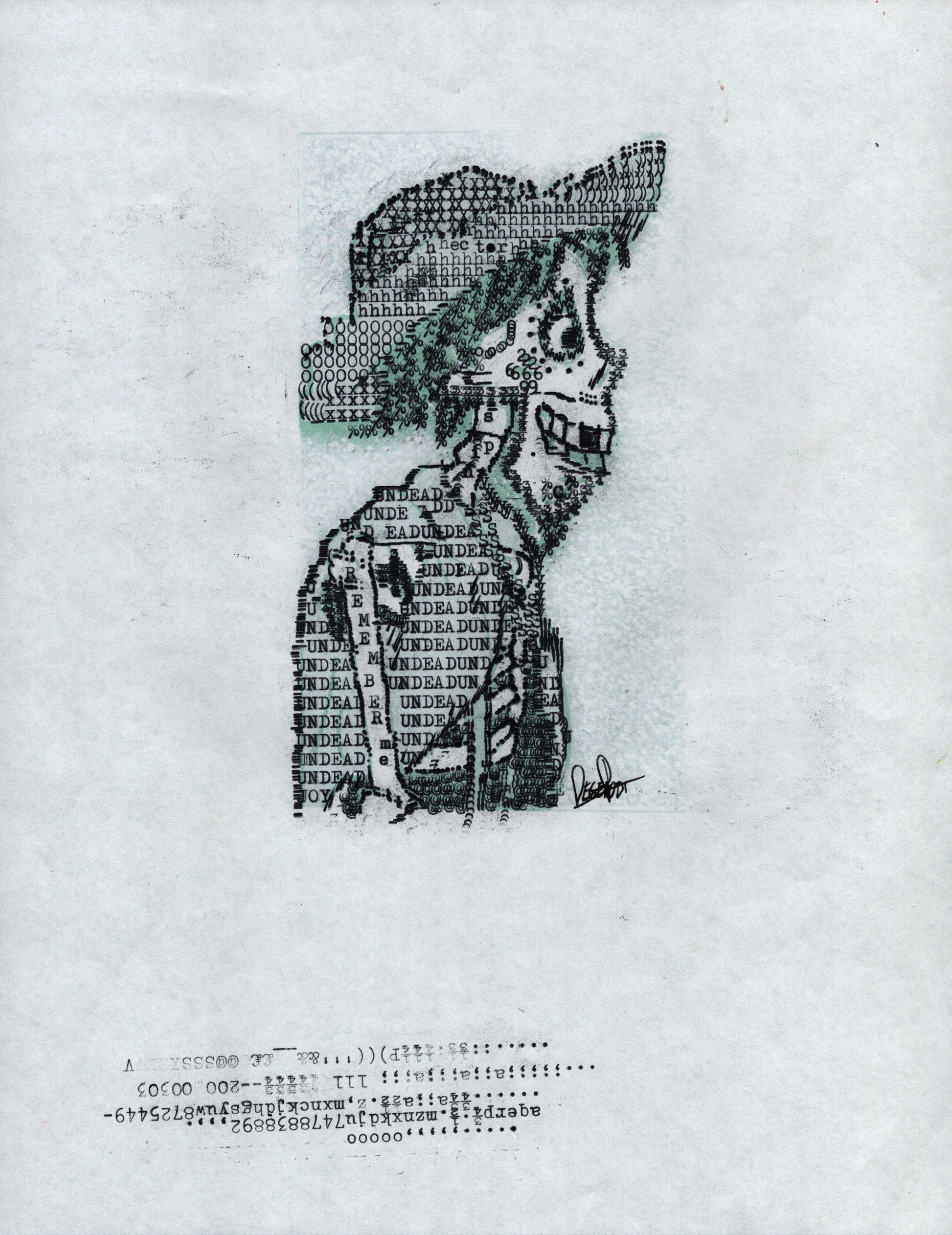 Hector original typewriter artwork by Degen Poet