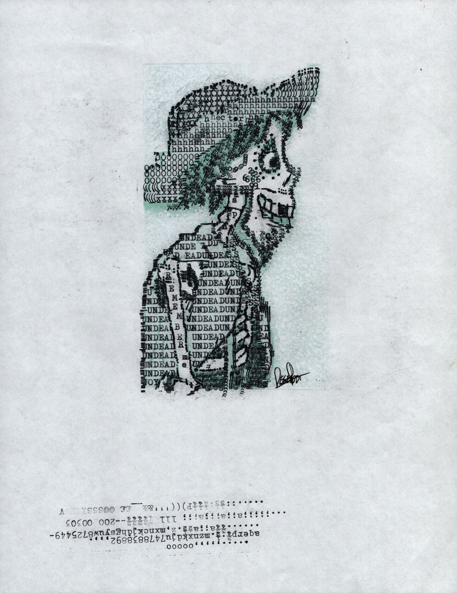 Hector original typewriter artwork by Degen Poet