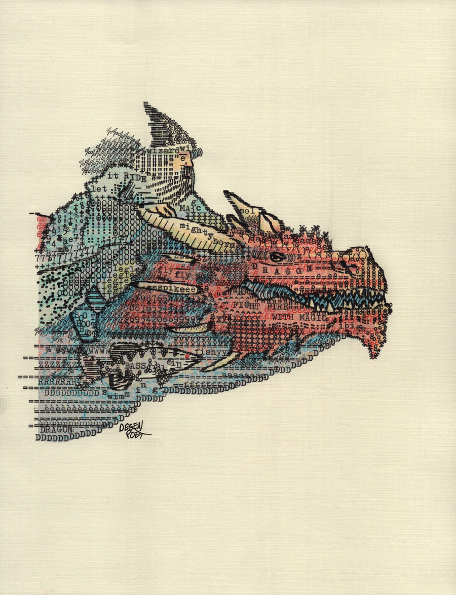 Wizard original typewriter artwork by Degen Poet