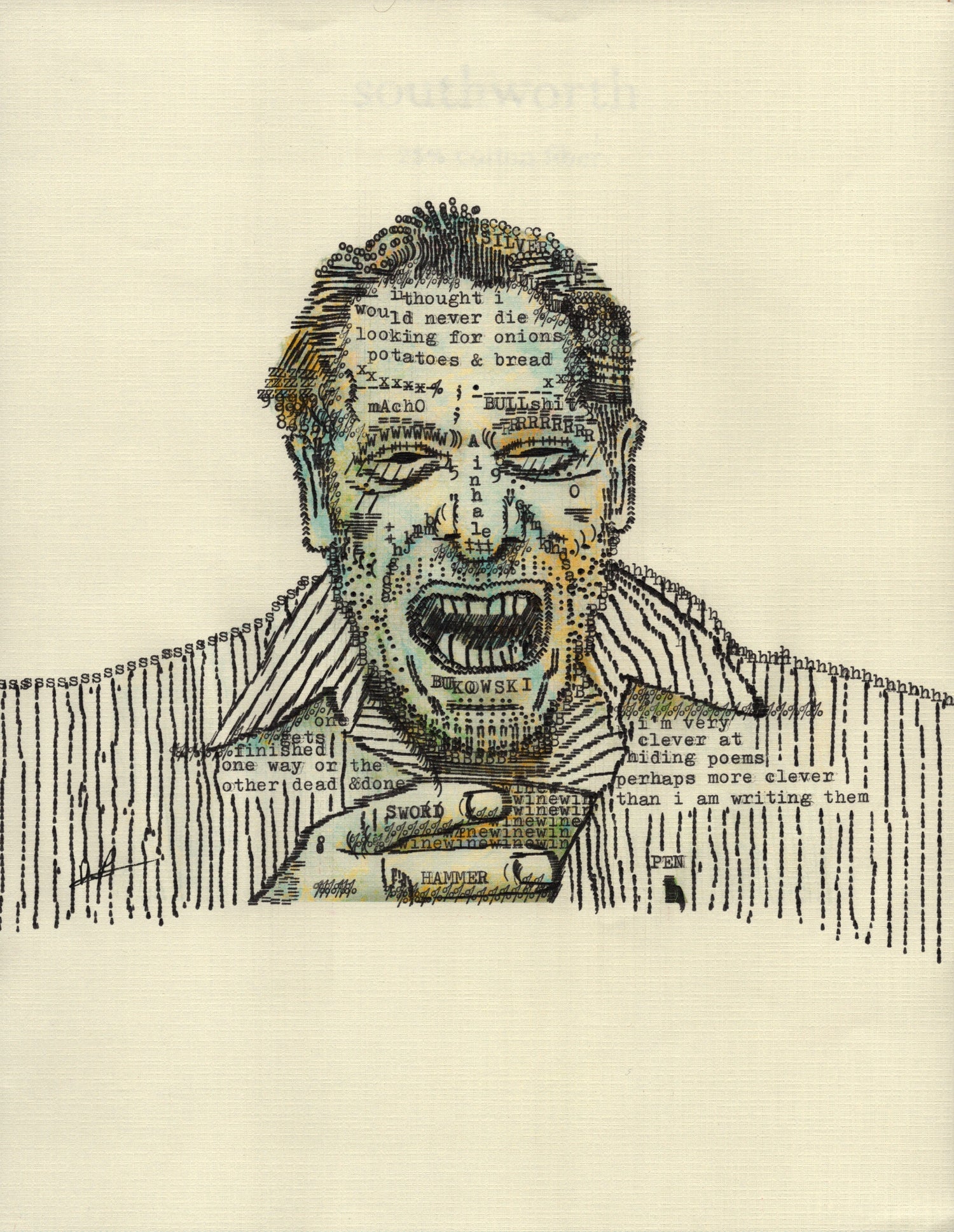 Bukowski original typewriter artwork