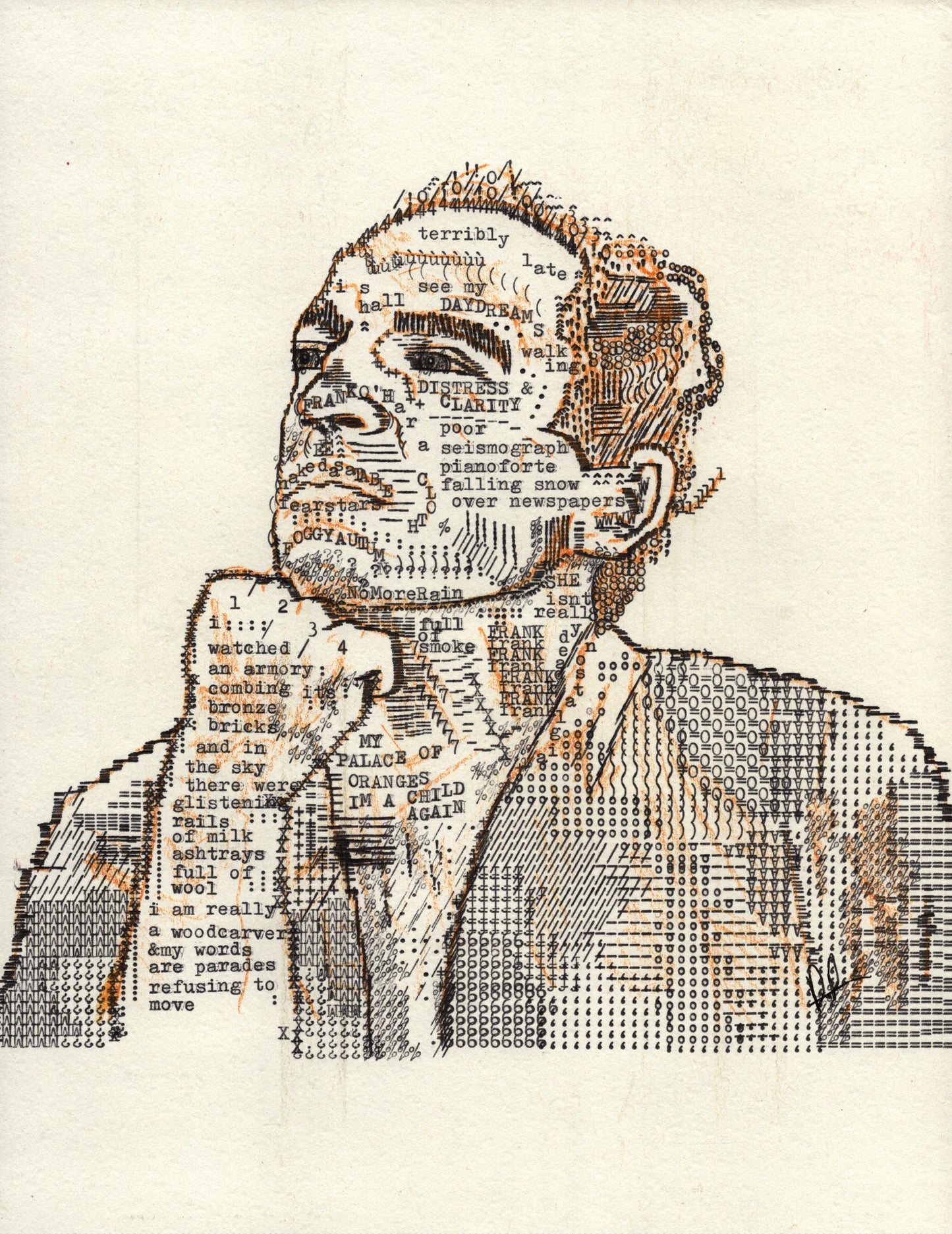 Frank O'Hara original typewriter artwork by Degen Poet