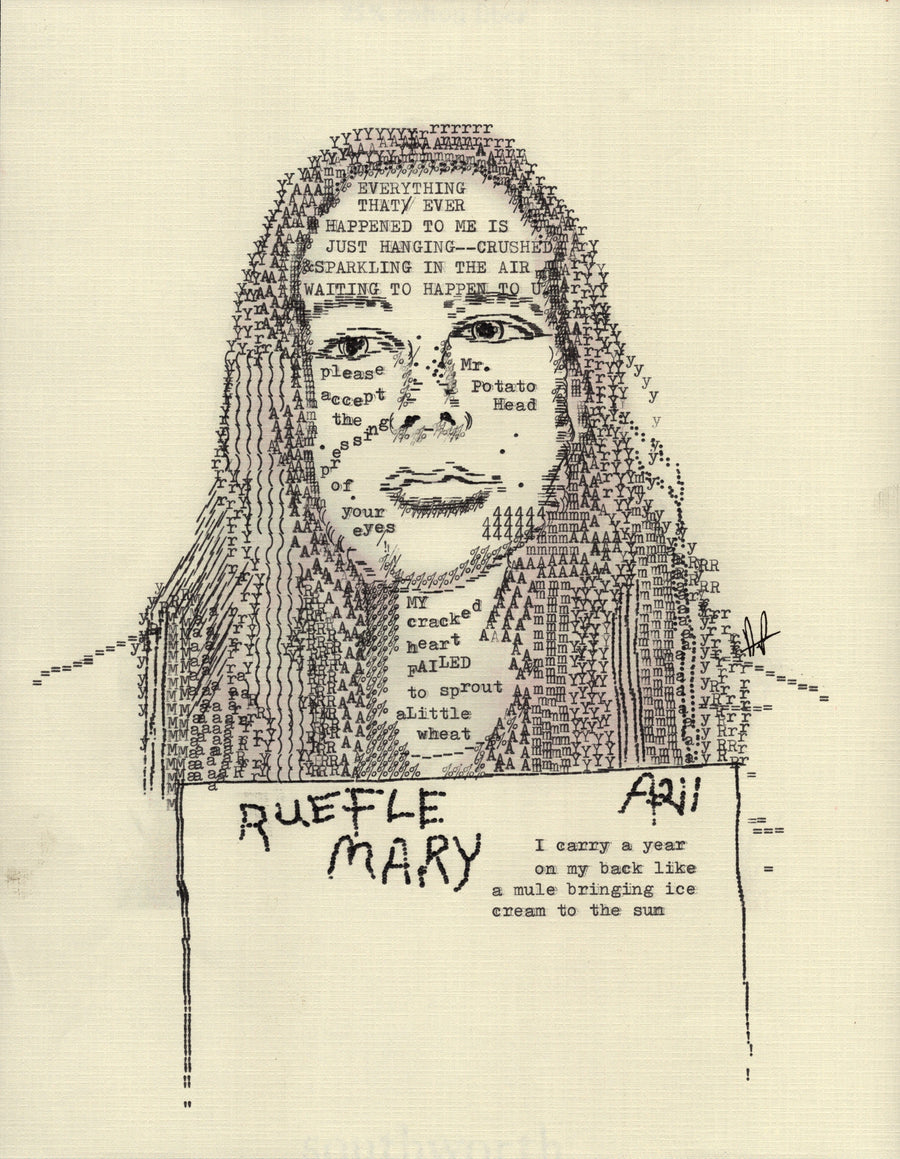 Mary Ruefle original typewriter artwork by Degen Poet