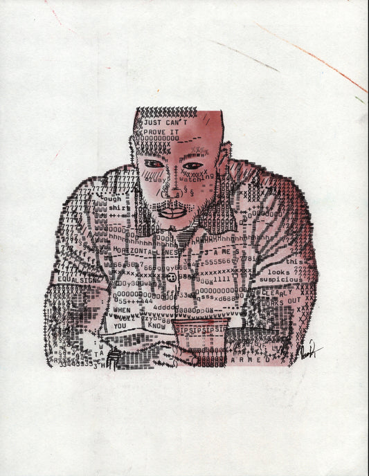 Just Can't Prove It original typewriter artwork