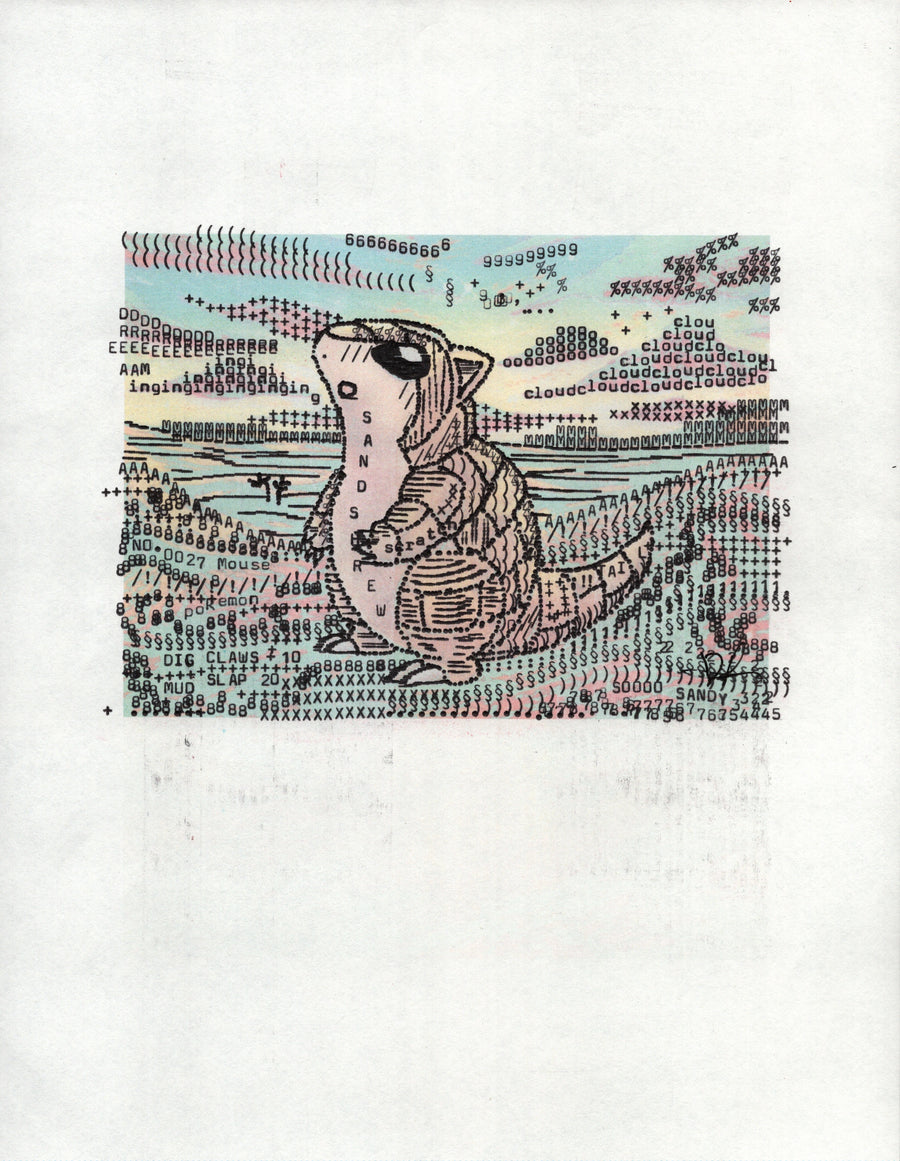 Sandshrew original typewriter artwork by Degen Poet