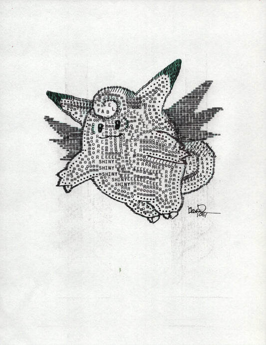 Clefable original typewriter artwork