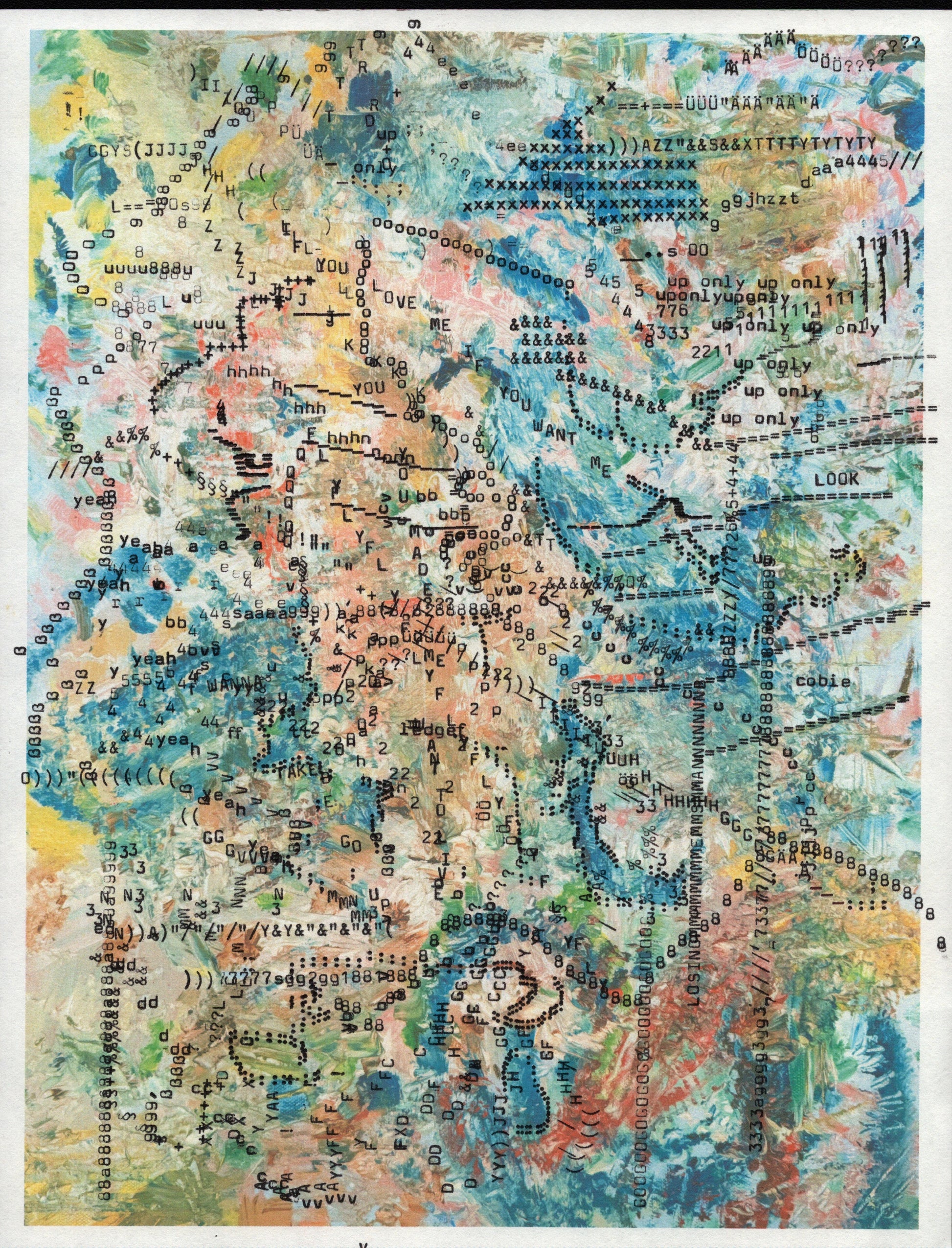 Up Only original typewriter artwork by Degen Poet