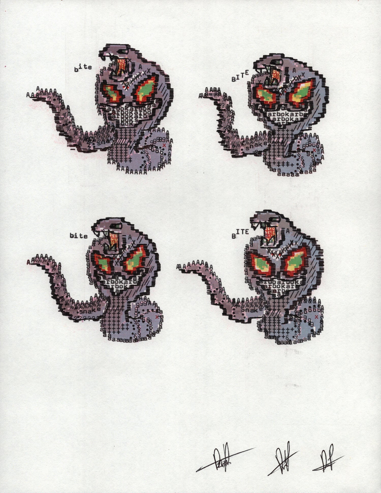 Arbok original typewriter artwork