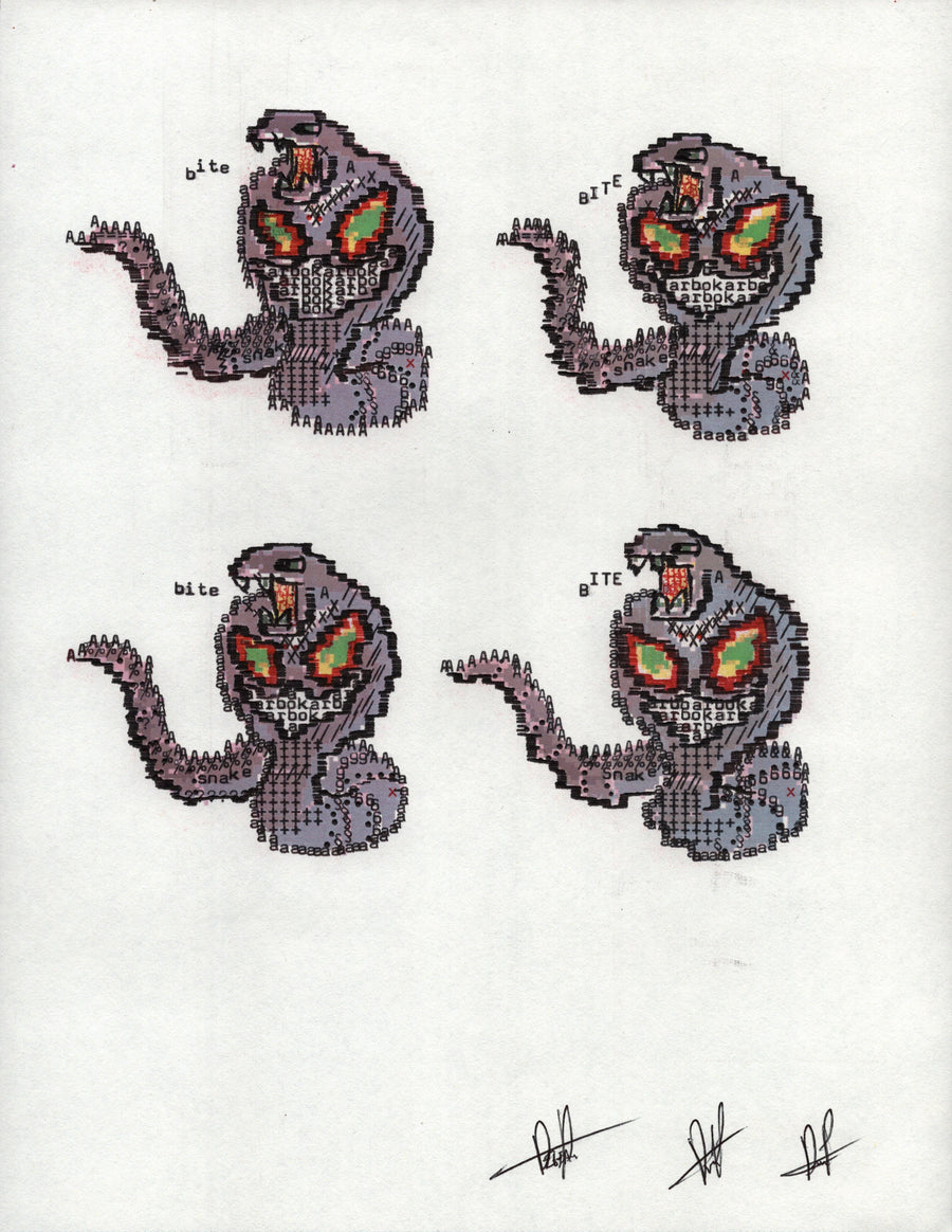Arbok original typewriter artwork by Degen Poet