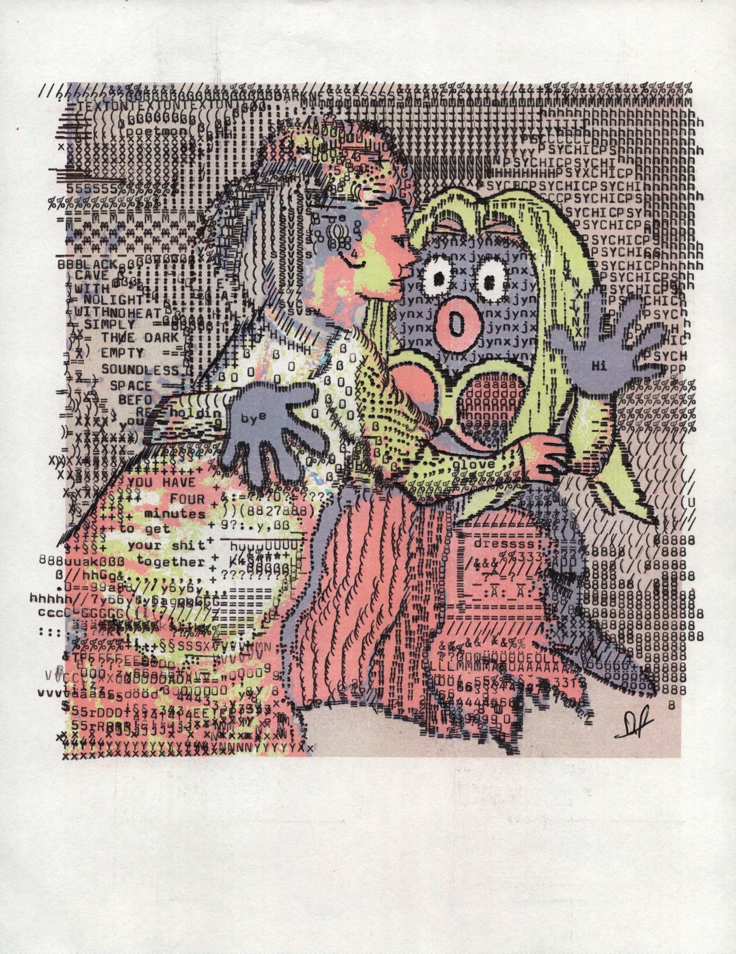 Jynx original typewriter artwork by Degen Poet